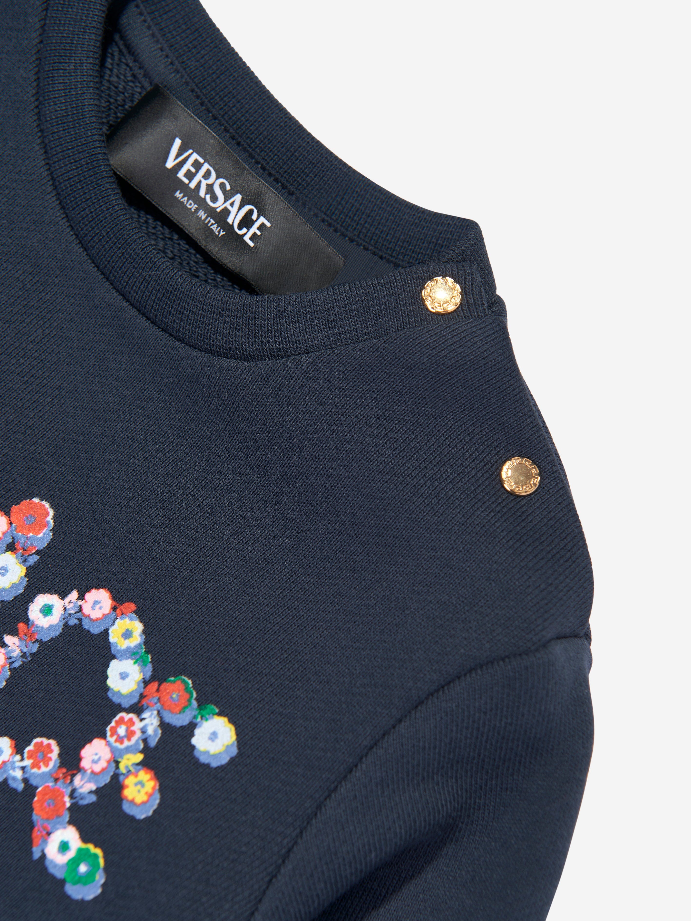 Versace Baby Girls Flower Logo Sweatshirt in Navy Cheap Newest