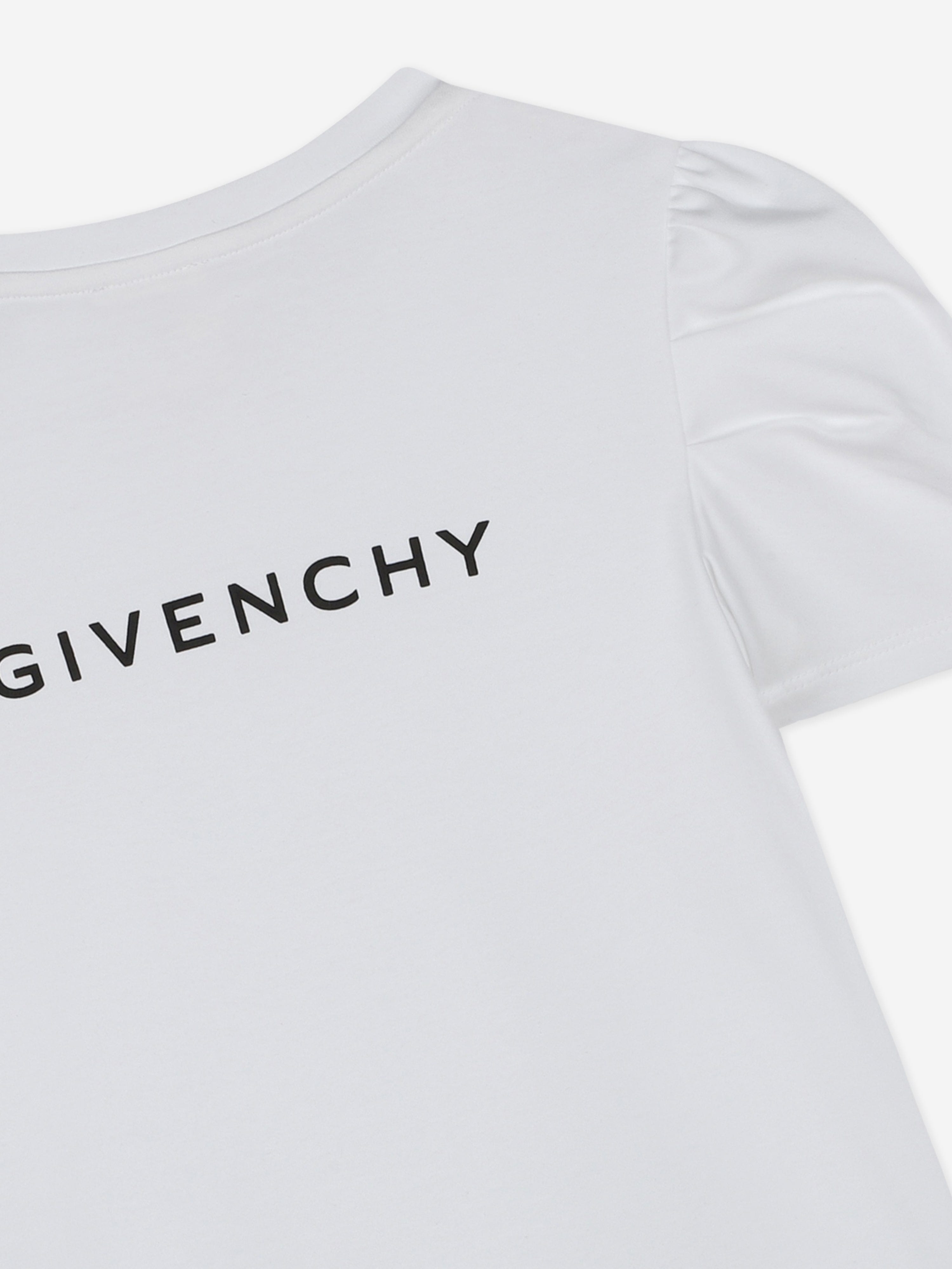 Givenchy Girls Puffy Sleeve Logo T-Shirt in White Discount Cheapest