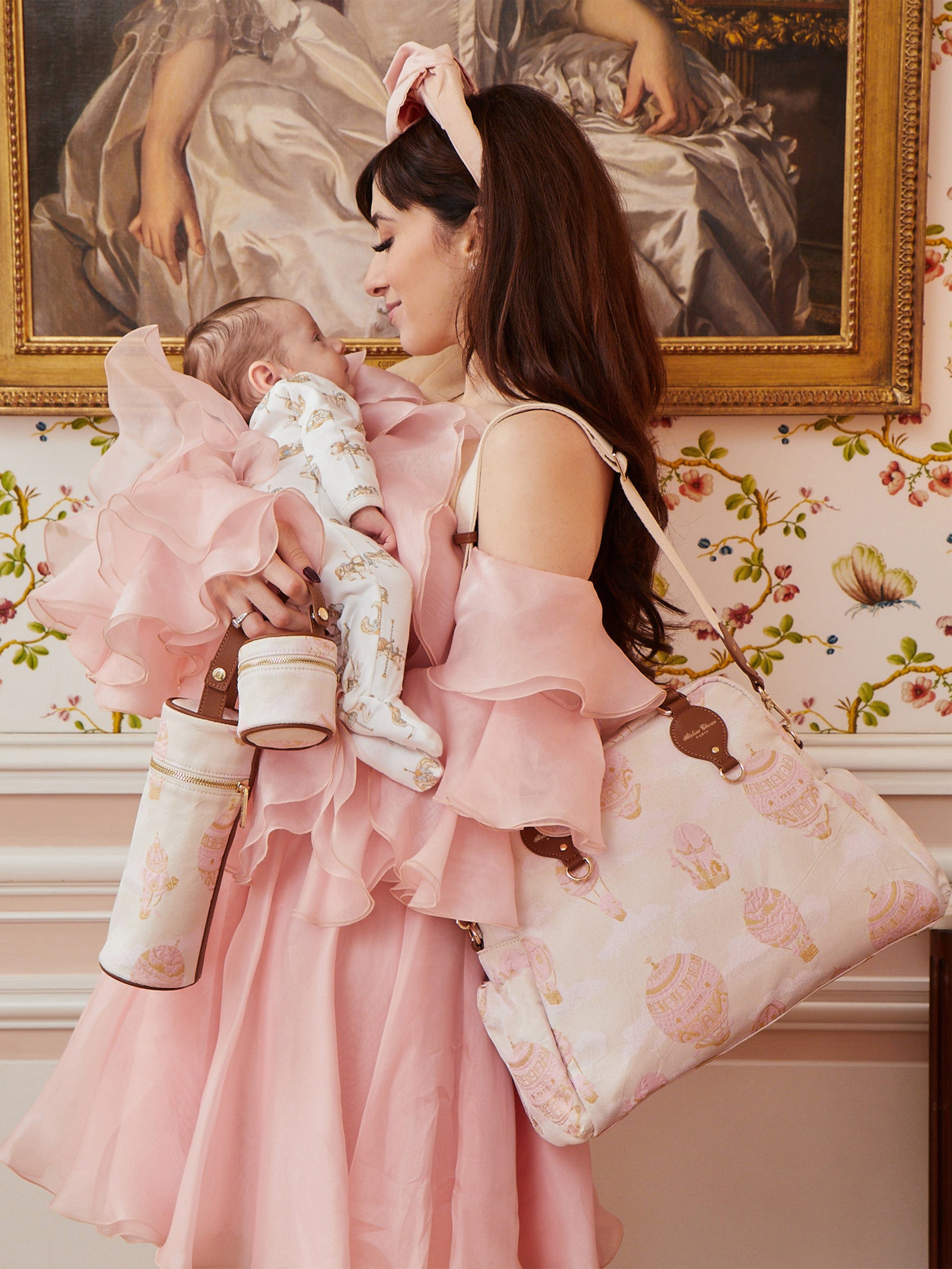 Atelier Choux Baby Hot Air Balloons Changing Bag in Pink (38cm) Outlet Newest