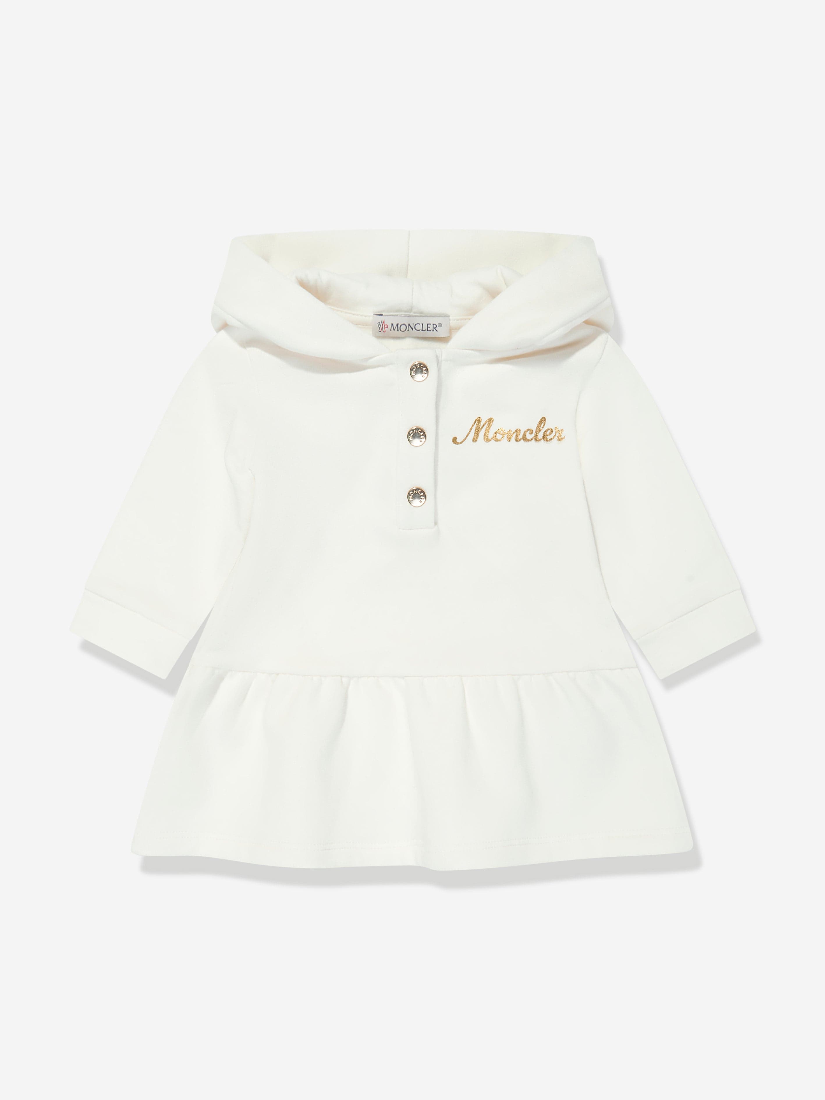 Moncler Enfant Baby Girls Hooded Sweater Dress in Ivory Cheap Online Online