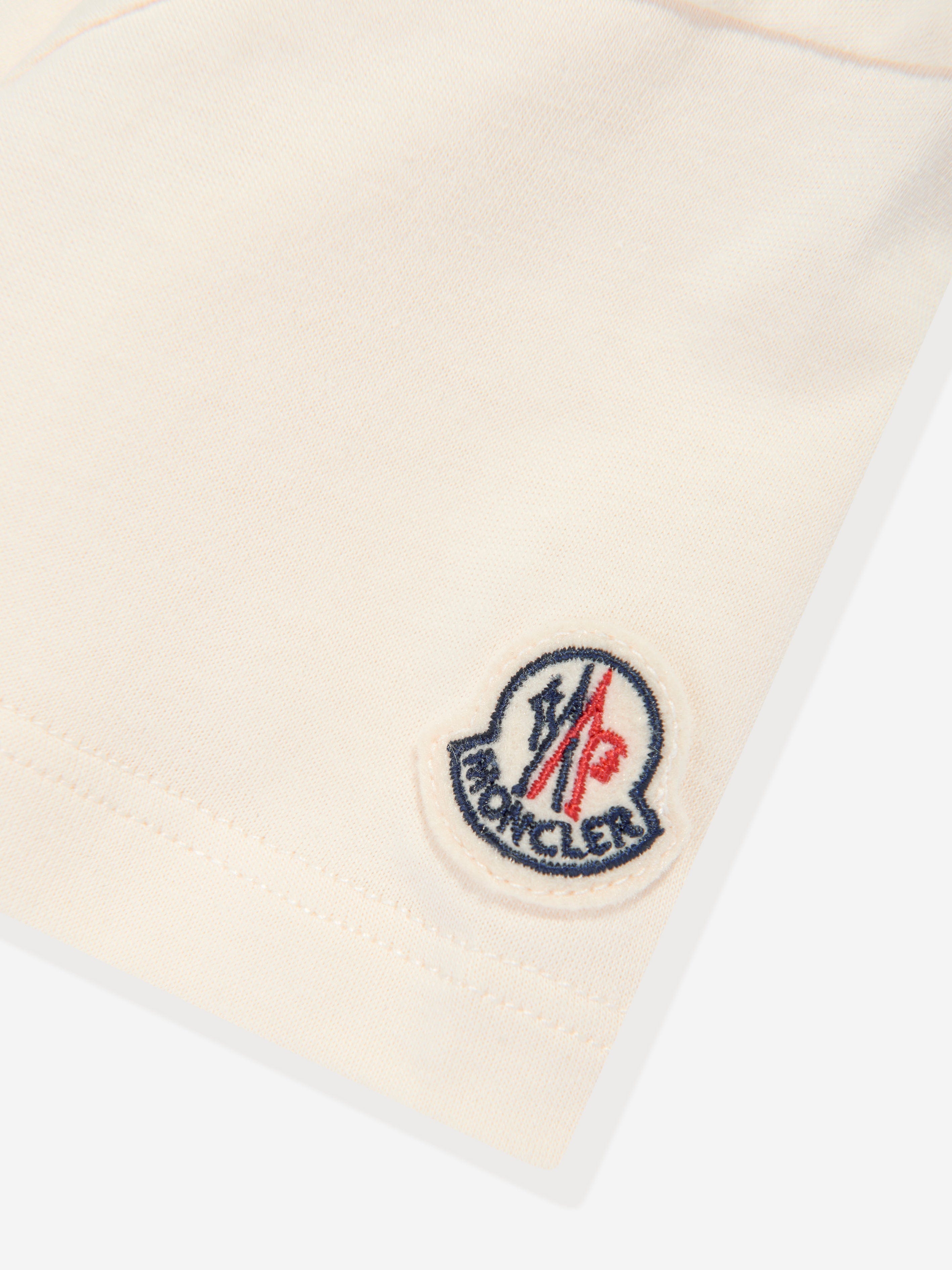 Moncler Enfant Girls Logo T-Shirt in Ivory Discount 2025