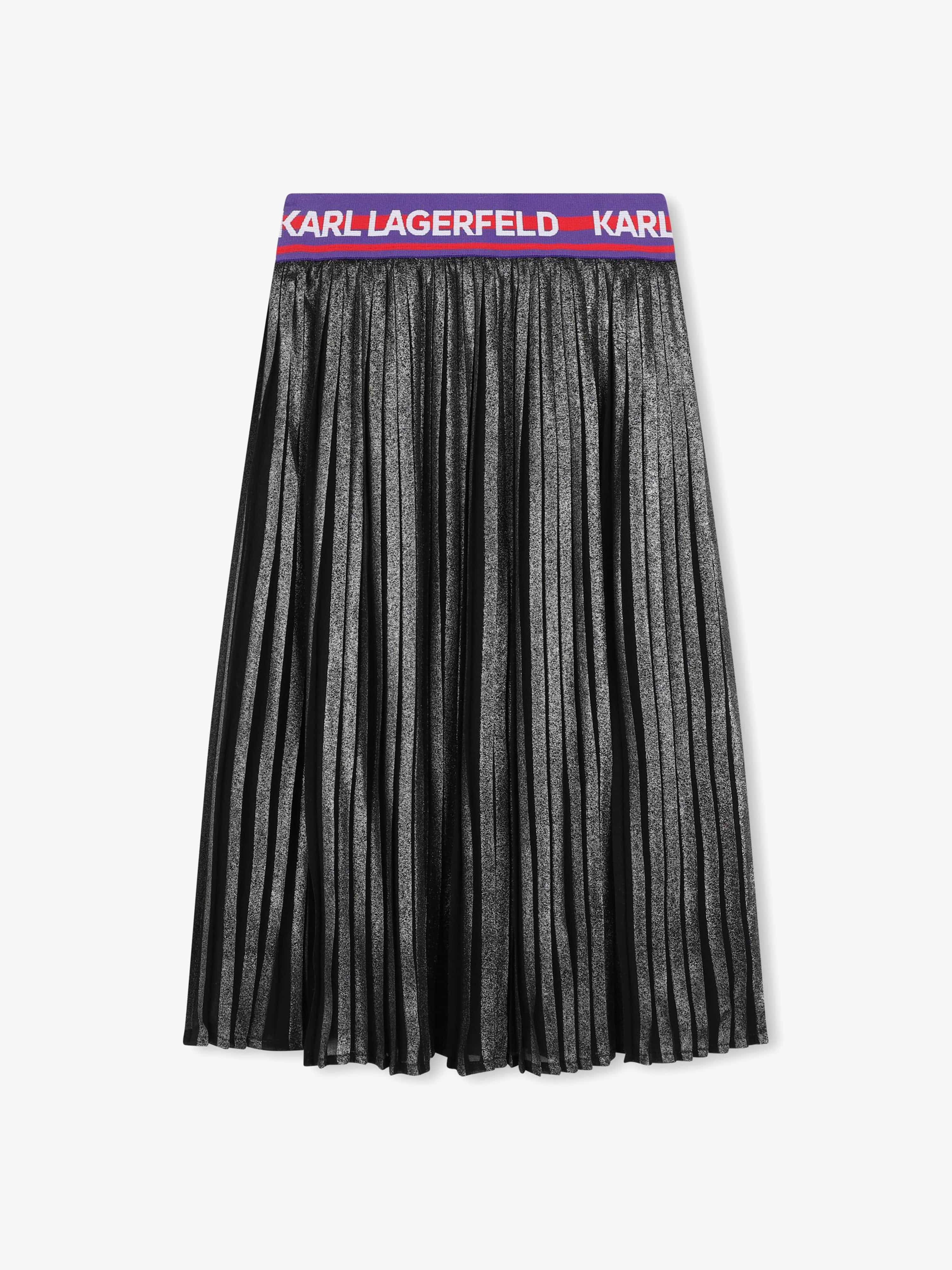 Karl Lagerfeld Girls Pleated Midi Skirt in Grey Free Shipping Huge Surprise
