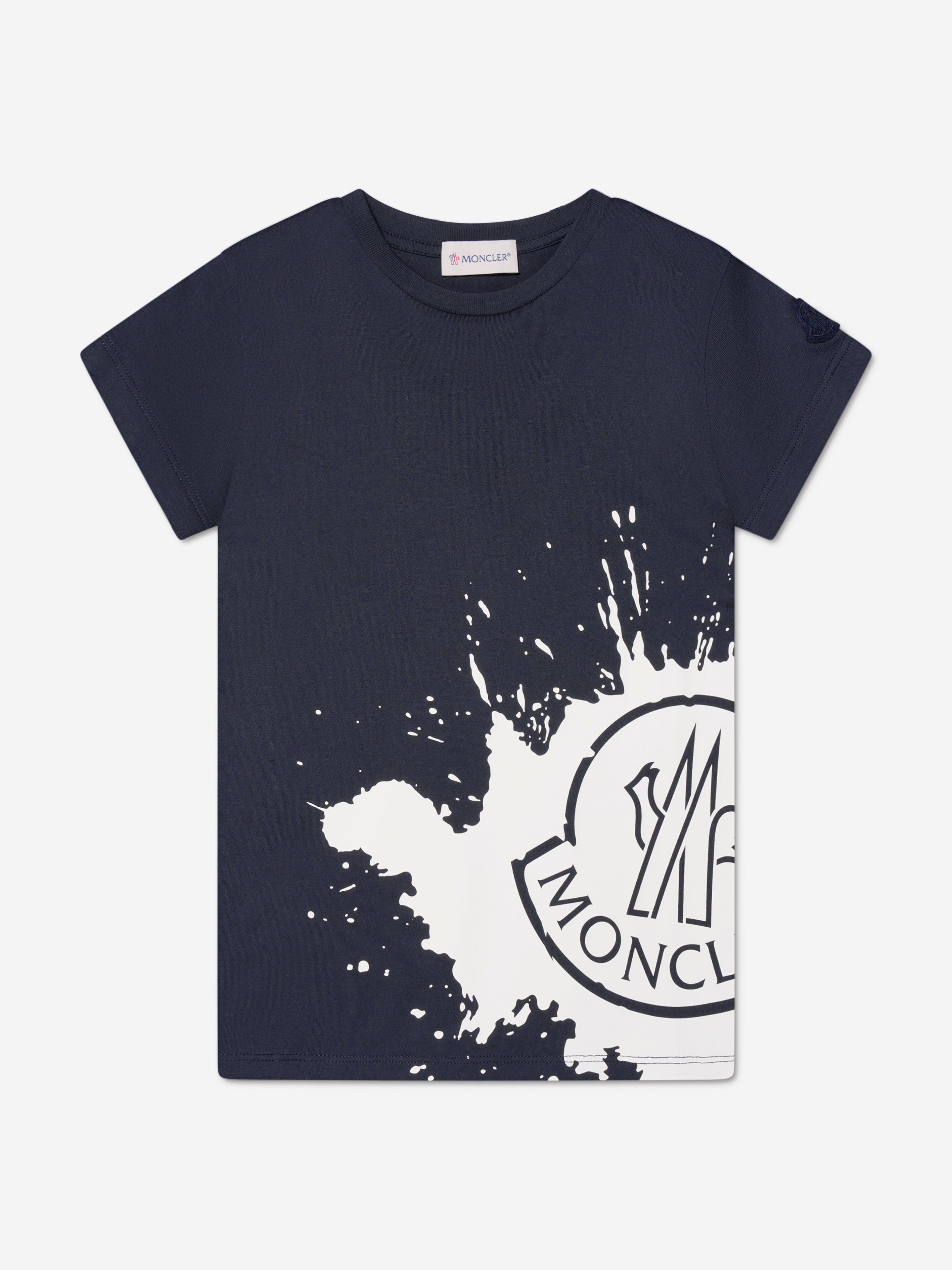 Moncler Enfant Girls Logo Print T-Shirt in Navy Cheap For Cheap