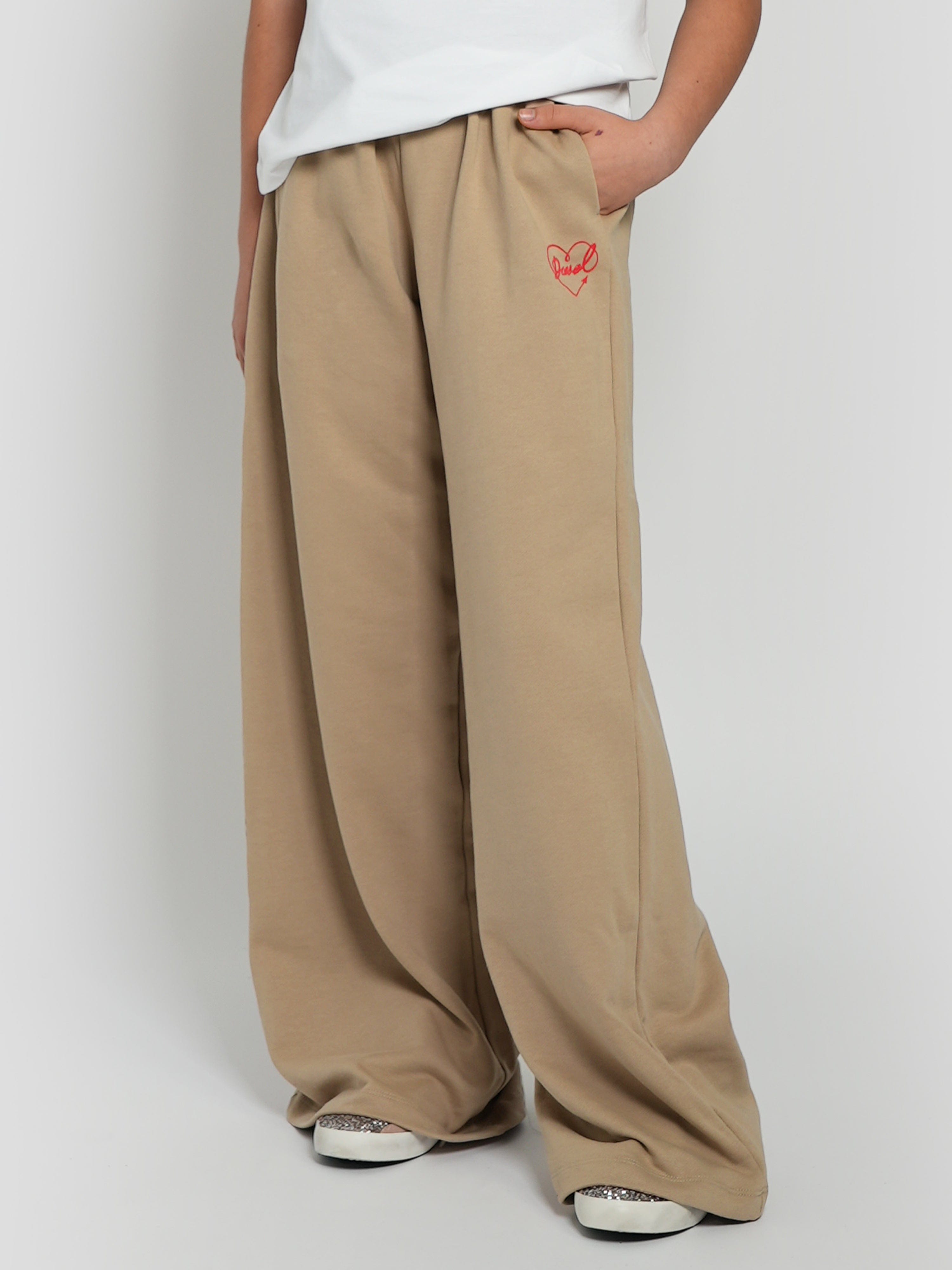 Diesel Girls Pinny Logo Joggers in Beige Outlet Low Pice