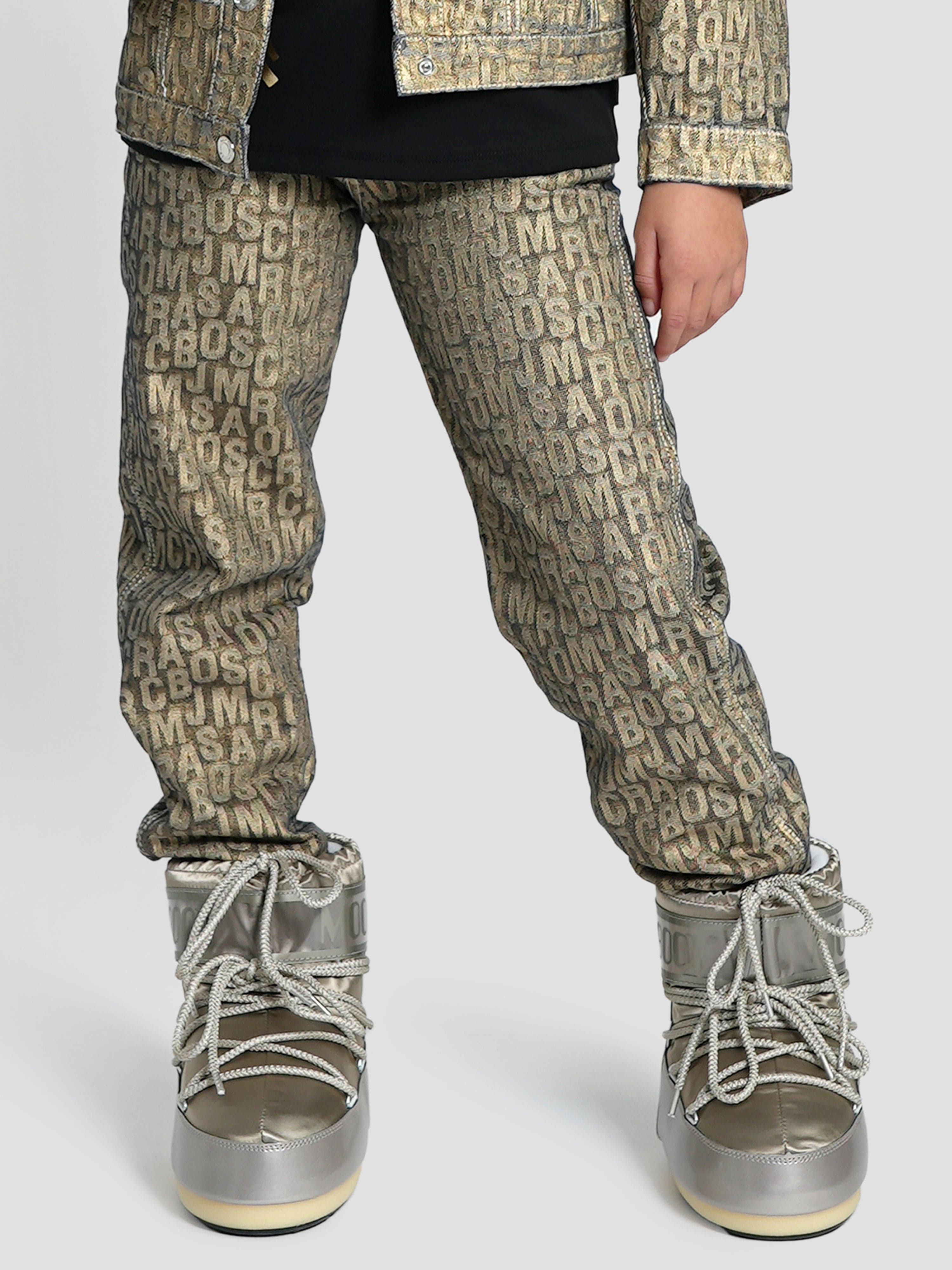 MARC JACOBS Girls Jacquard Logo Jeans in Gold Discount The Cheapest