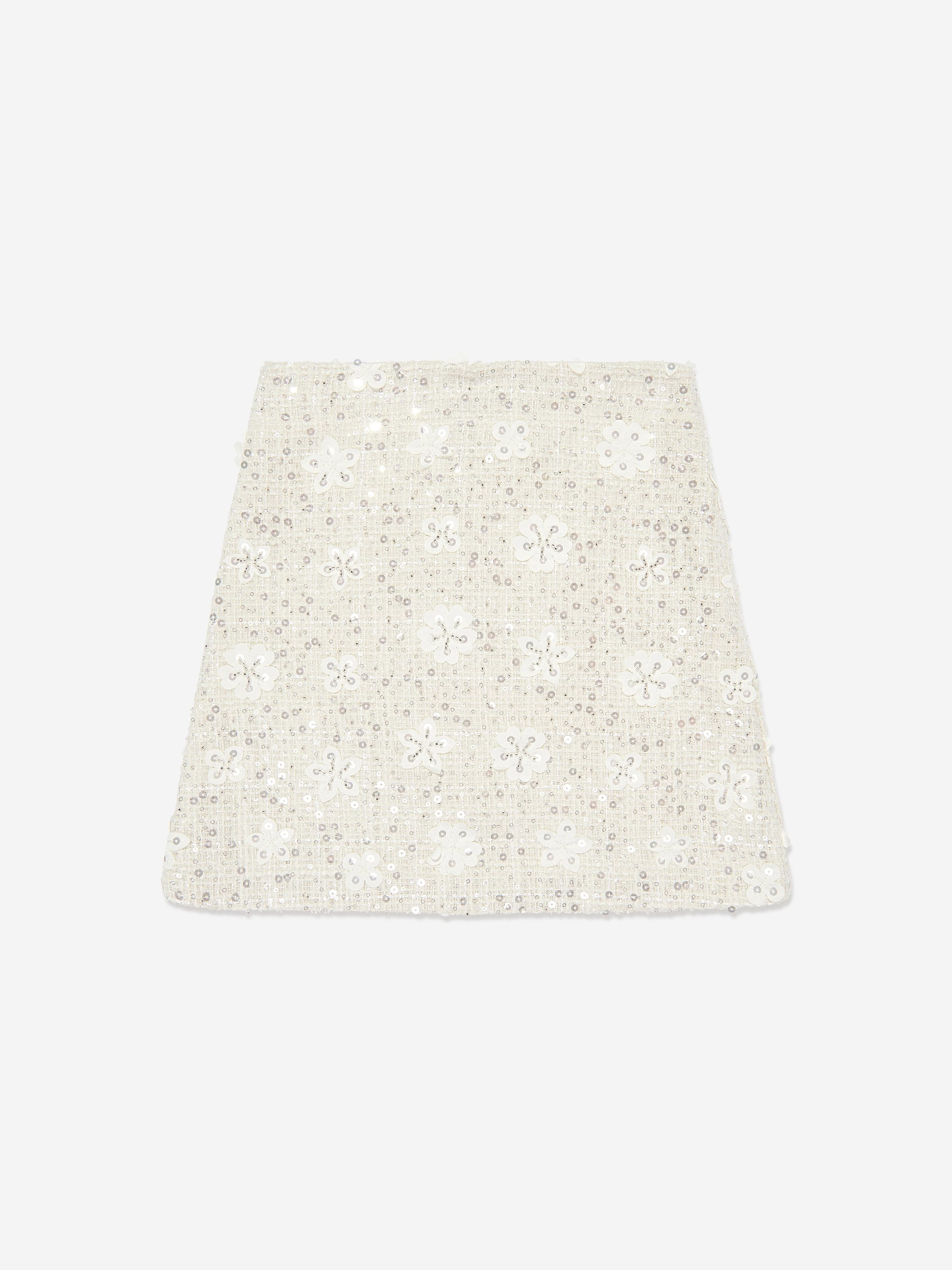Mama Luma Girls Sequin Embroidered Skirt in White Purchase Cheap Pice