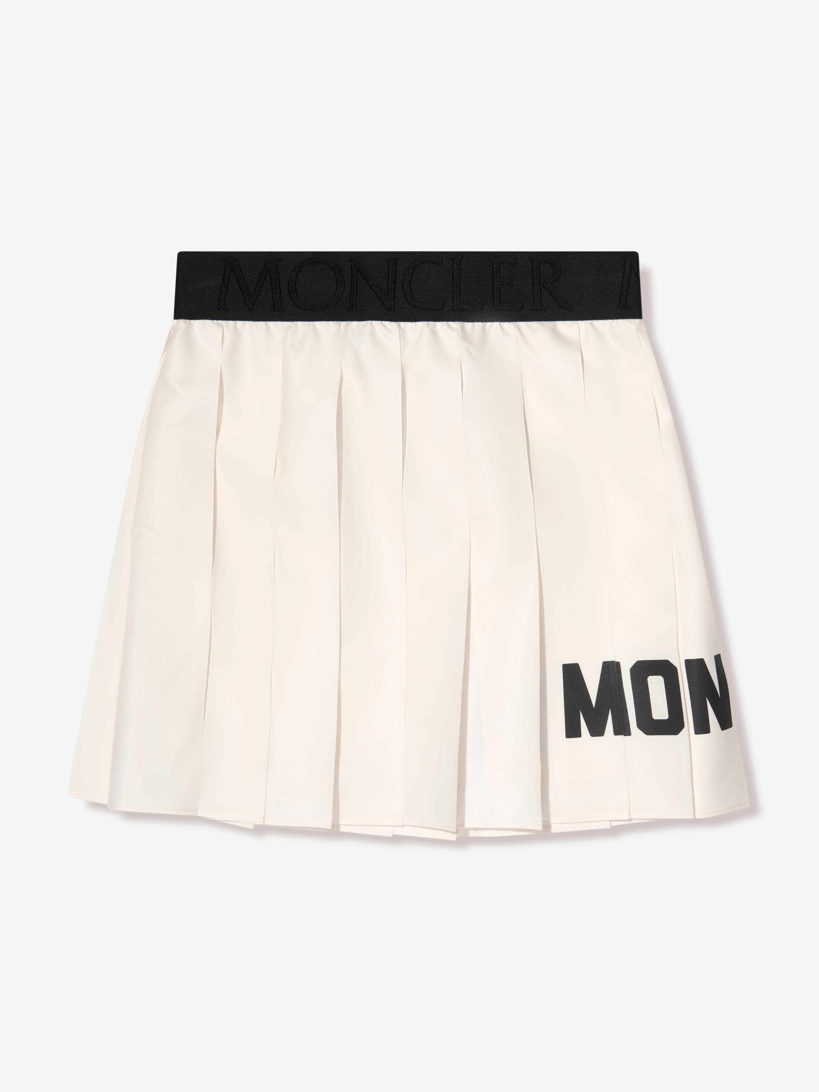 Moncler Enfant Girls Pleated Logo Skirt in Ivory Cheap Buy