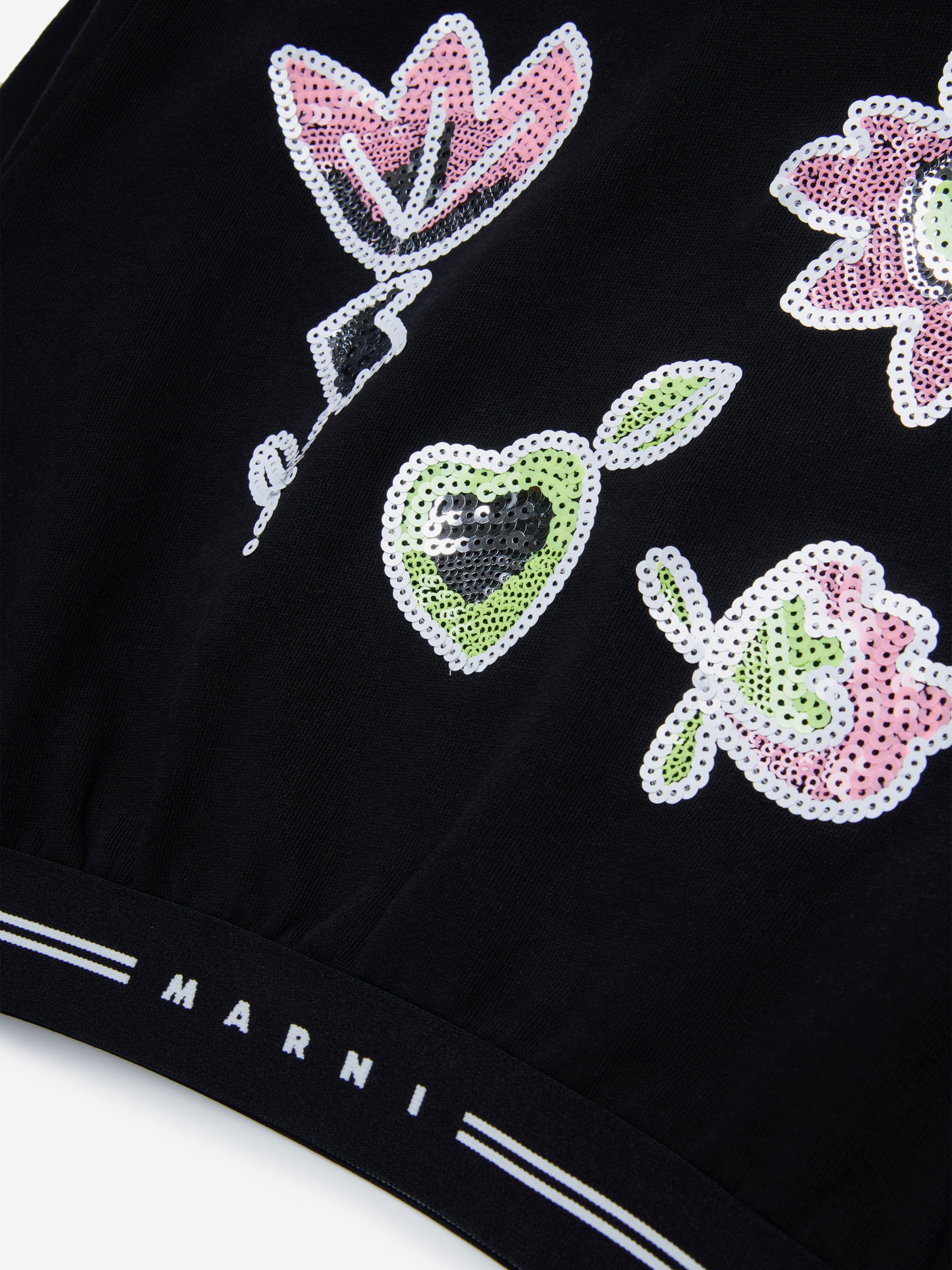 MARNI Girls Applique Hoodie in Black Reliable Online