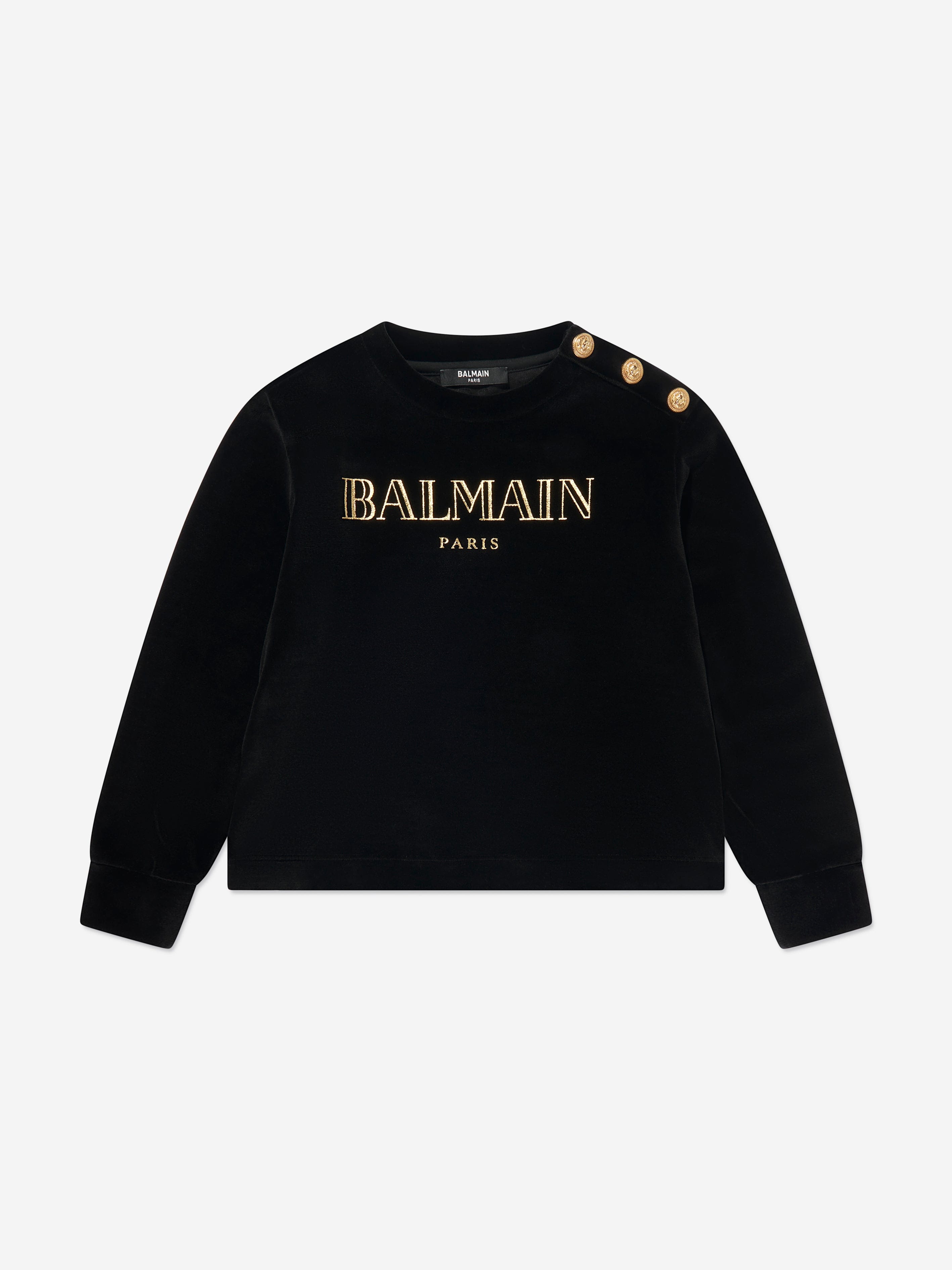 Balmain Kids Paris Logo Sweatshirt in Black Cheap Sale Reliable