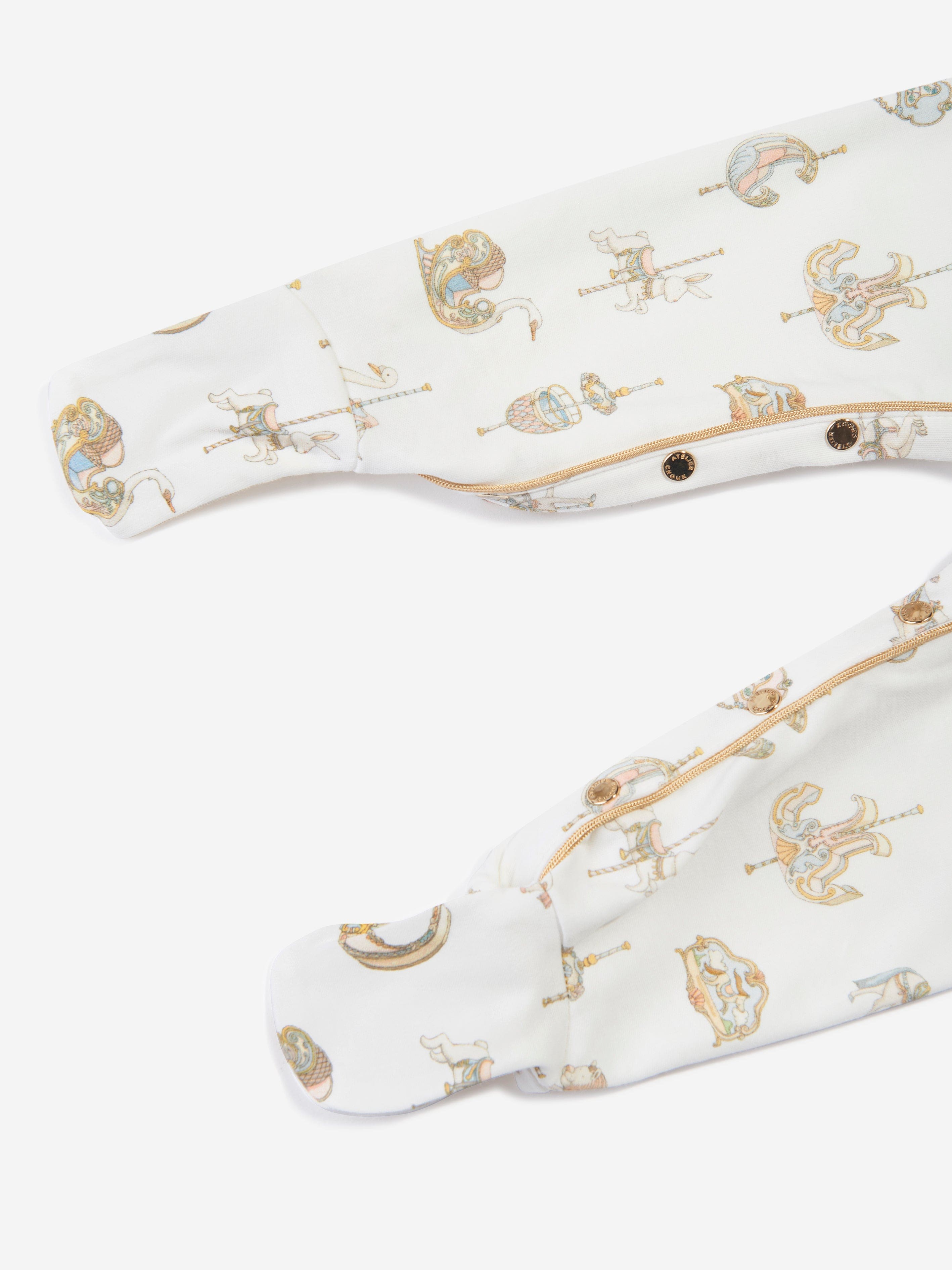 Atelier Choux Baby Carousel Classic Playsuit in White Free Shipping Clearance Store