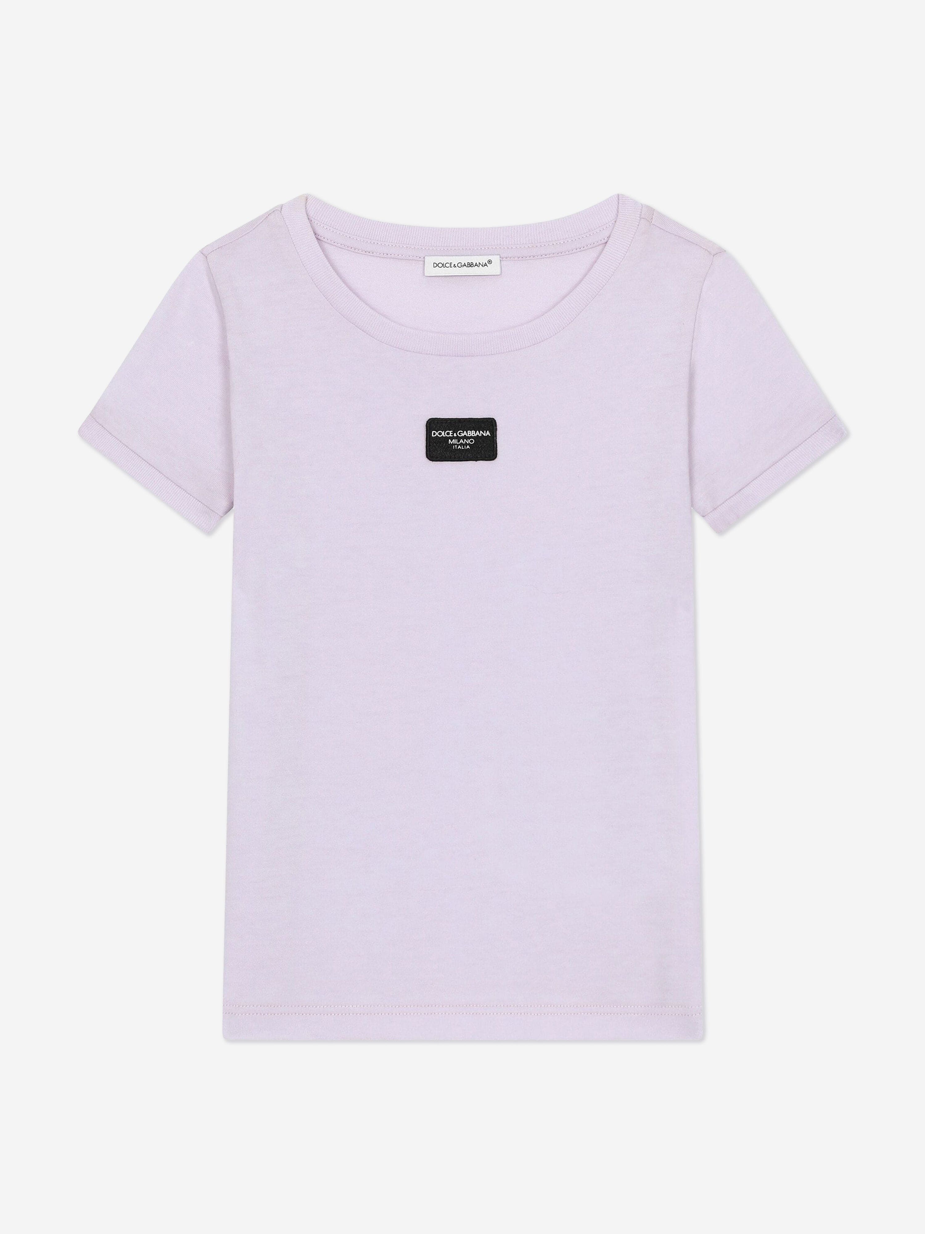 Dolce & Gabbana Girls Logo Label T-Shirt in Purple Sale Affordable