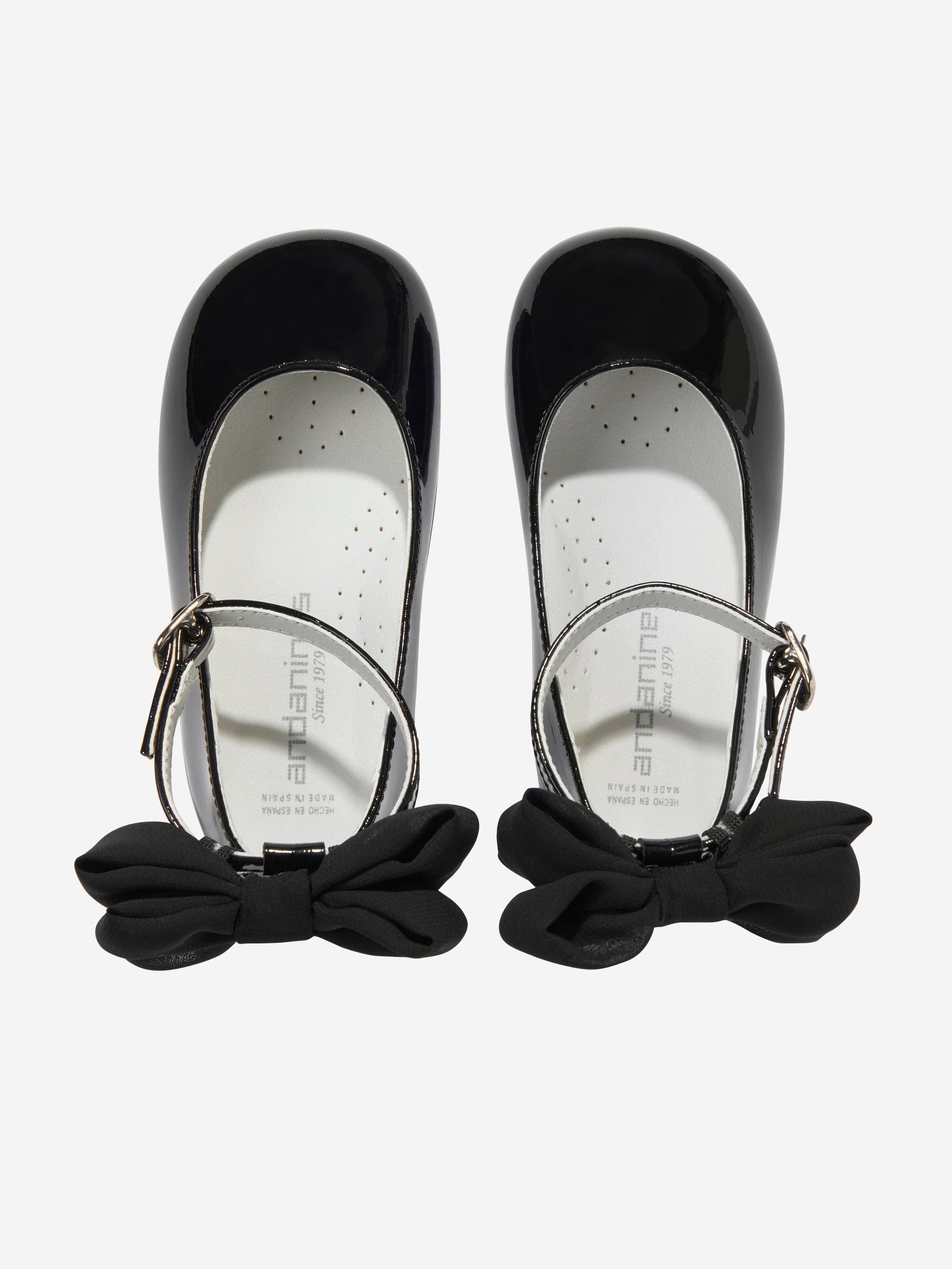 Andanines Girls Patent Leather Bow Shoes in Black Cheap Sale Outlet