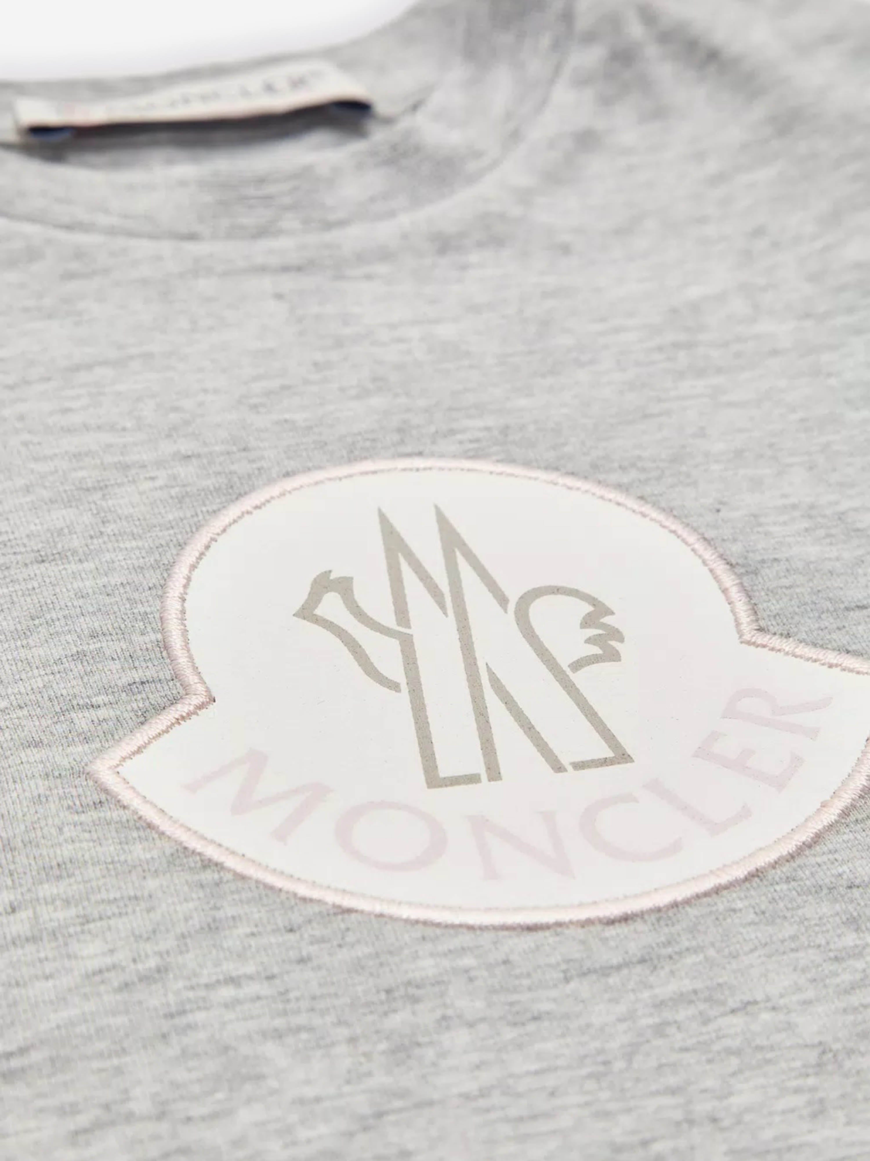 Moncler Enfant Baby Girls Long Sleeve Logo T-Shirt in Grey Clearance Store Sale Online