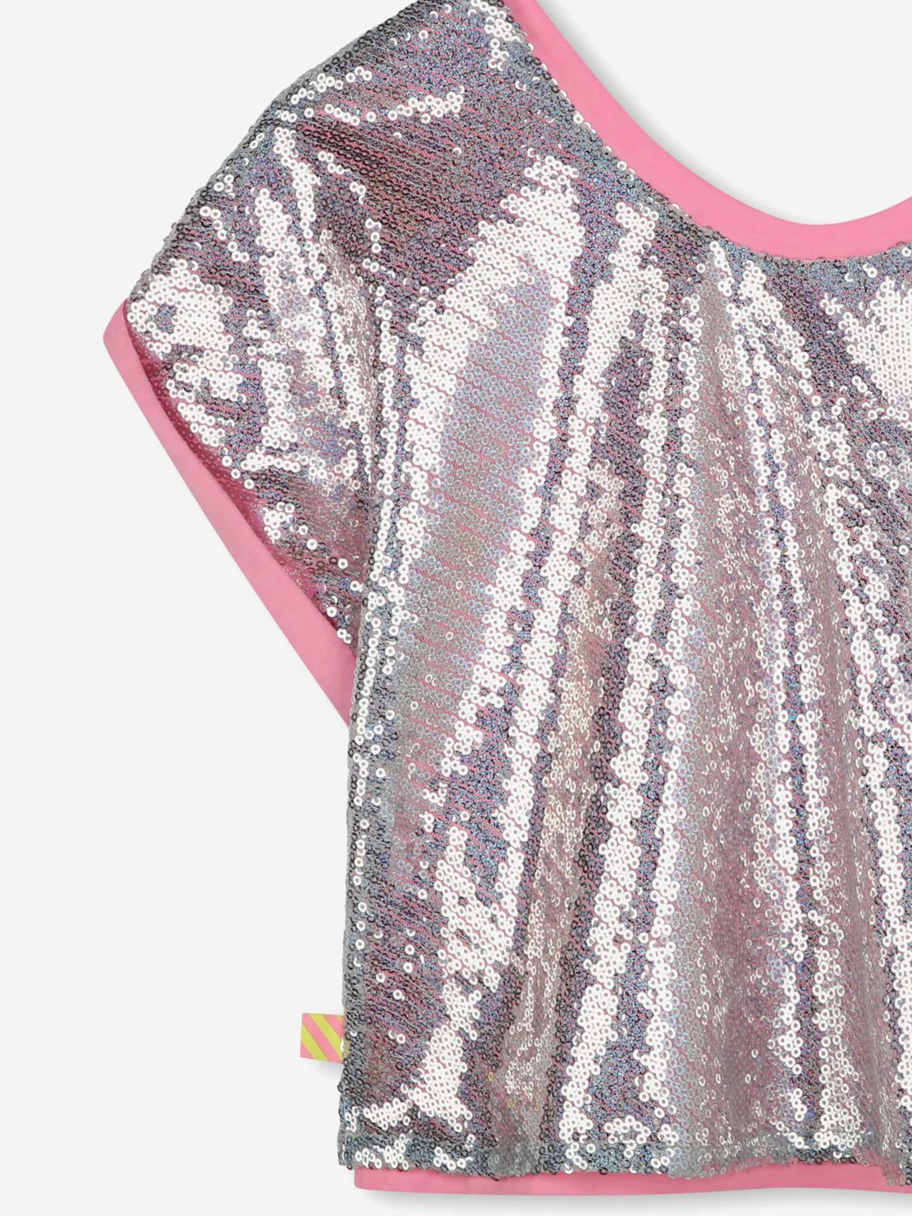 Girls Sequin Hearts T-Shirt in Silver Popular Sale Online