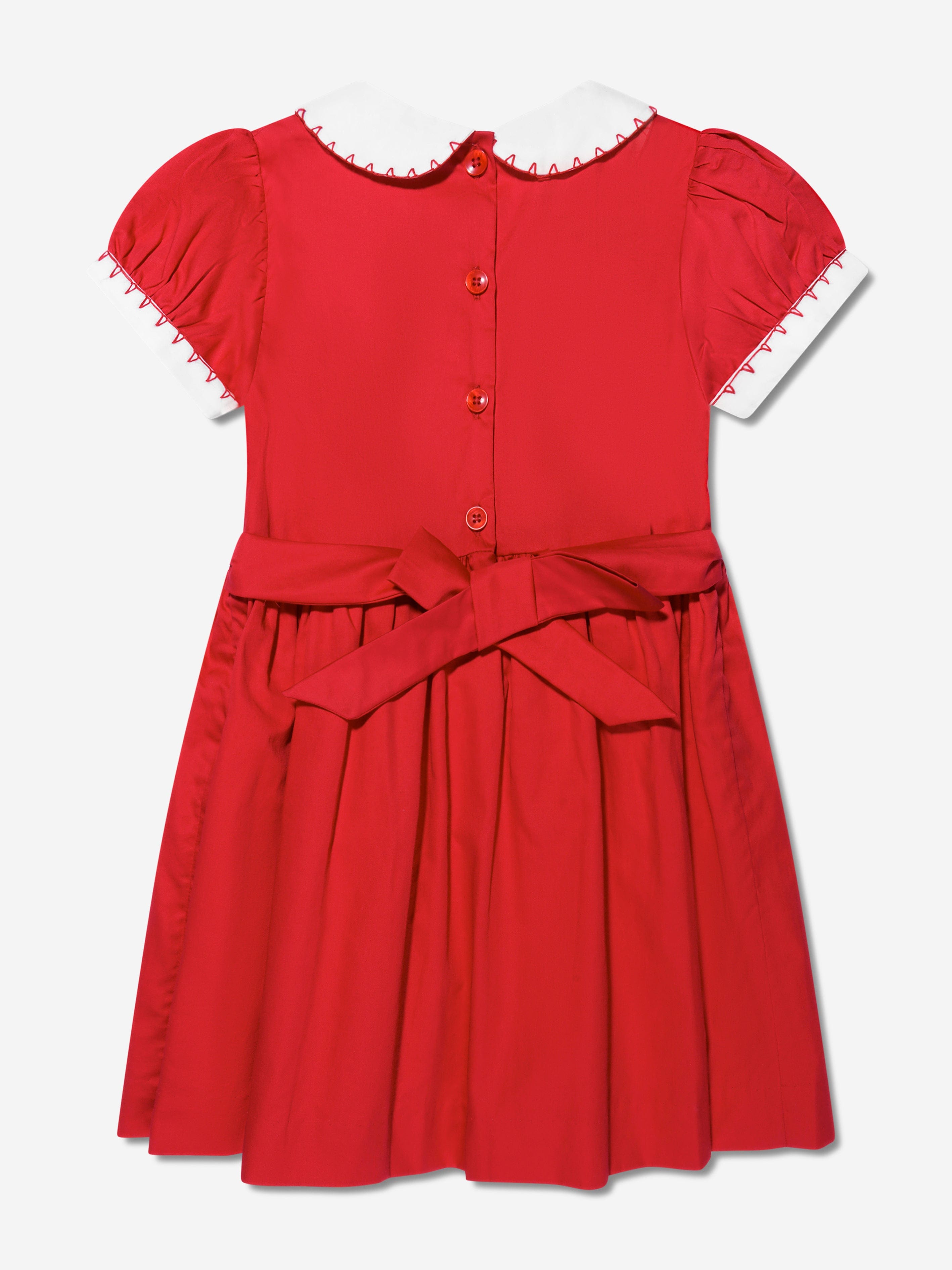 Rachel Riley Girls Classic Smocked Dress in Red Cheap Sale Brand New Unisex