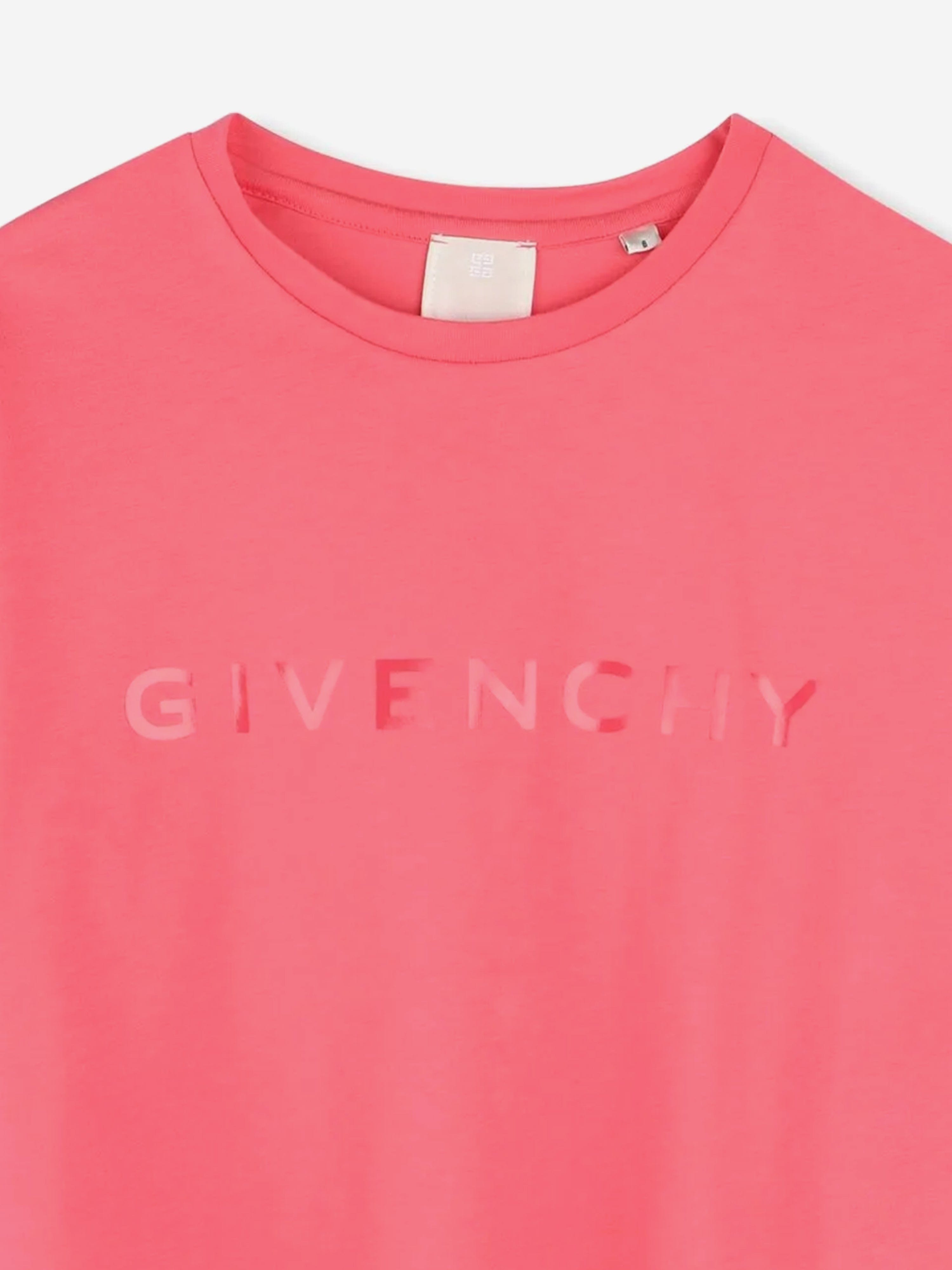 Girls Cropped Logo T-Shirt in Pink Manchester For Sale