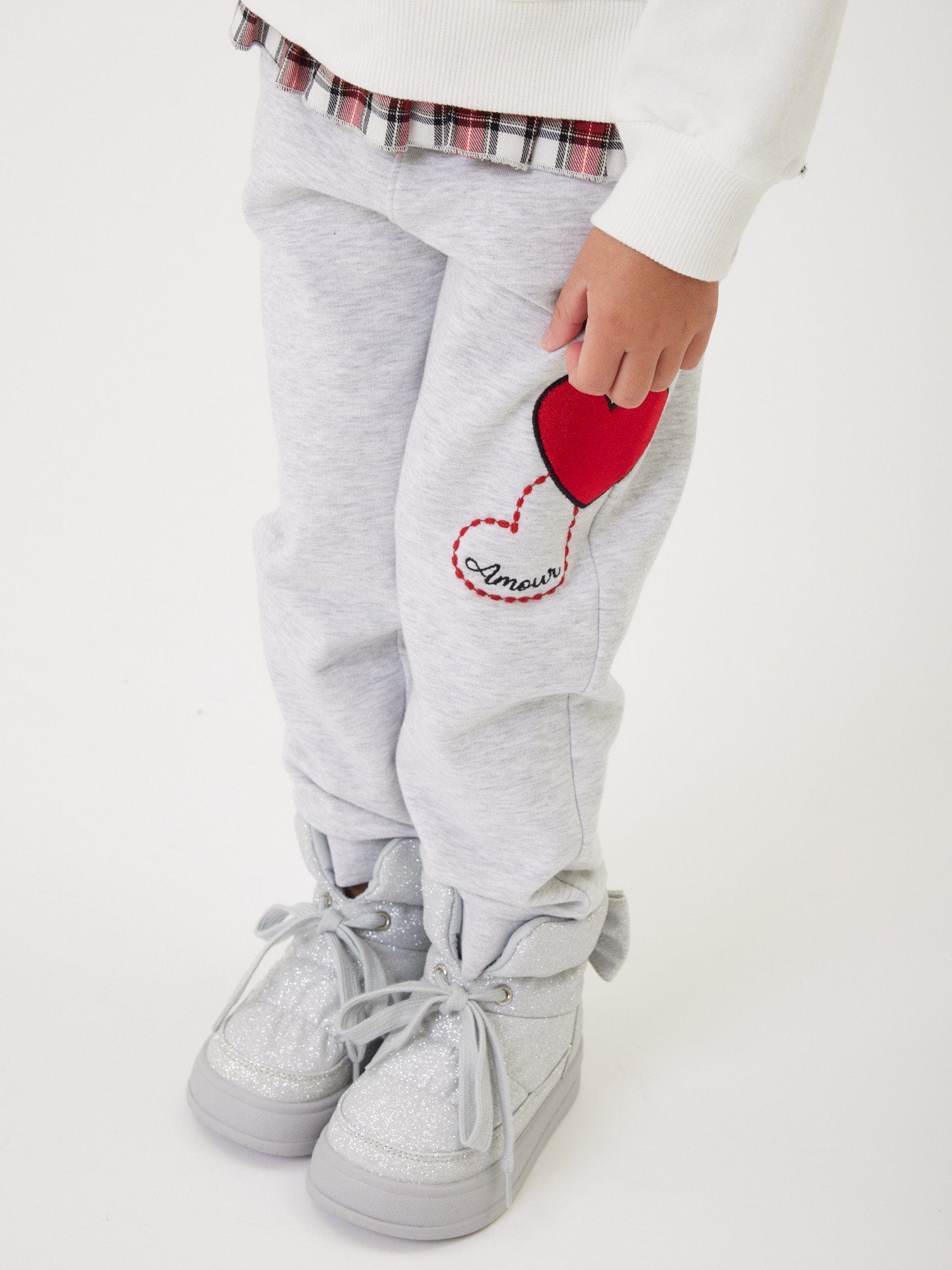 Monnalisa Girls Heart Joggers in Grey Outlet Geniue Stockist