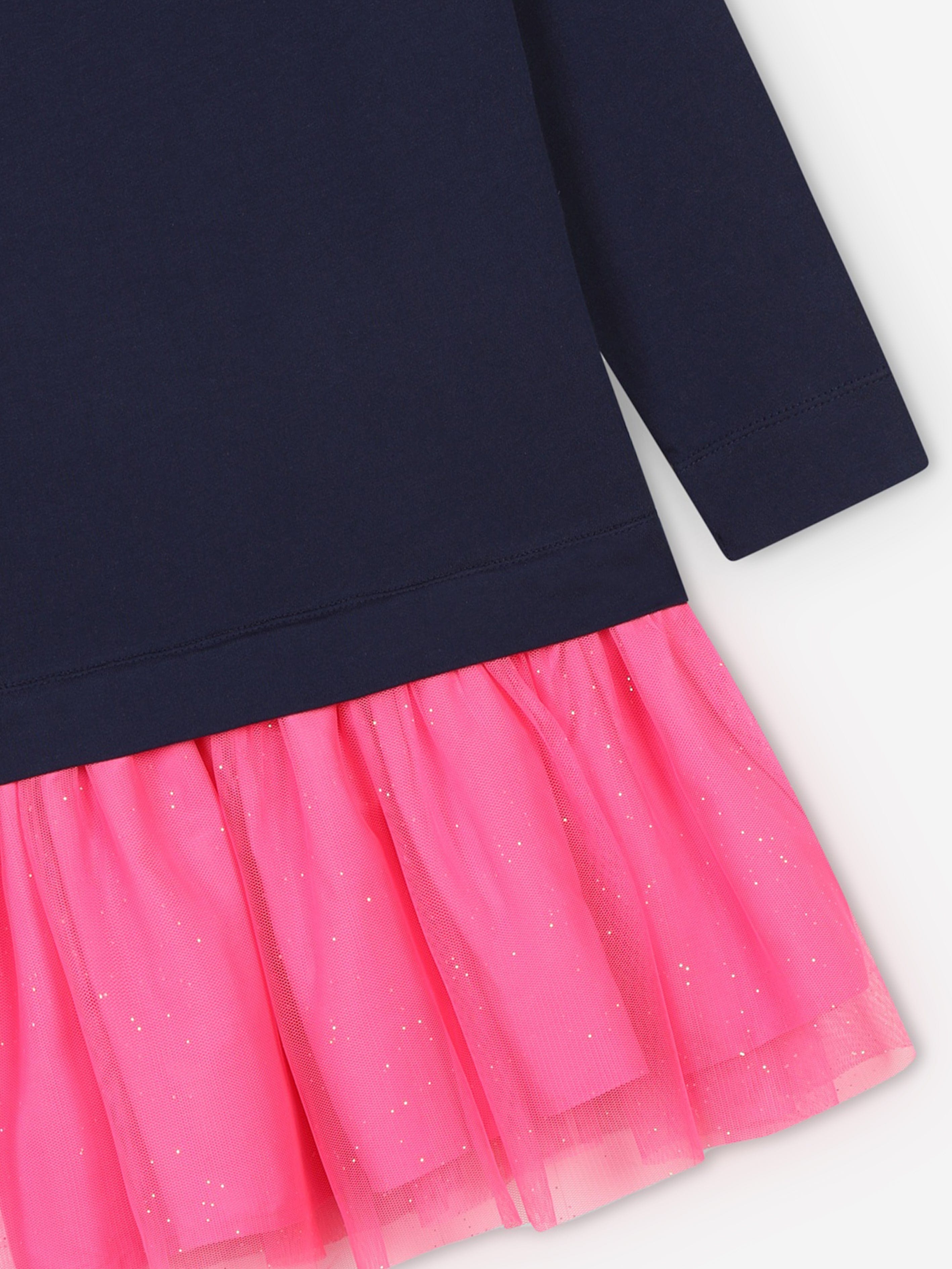 Billieblush Girls Bimaterial T-Shirt Dress in Navy Cheap Sale Huge Surprise