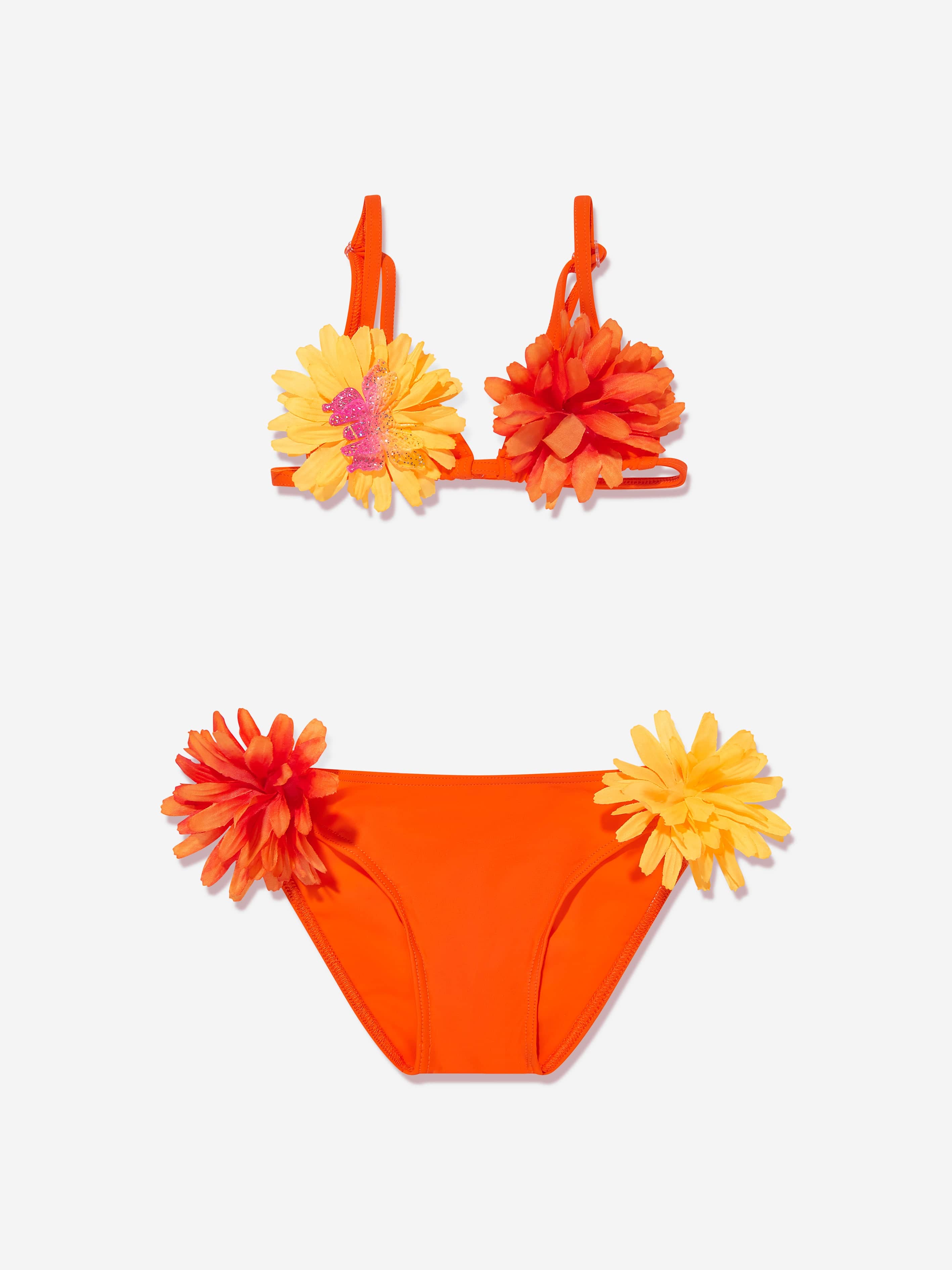 Selini Action Girls Flower Bikini in Orange Cheap Supply