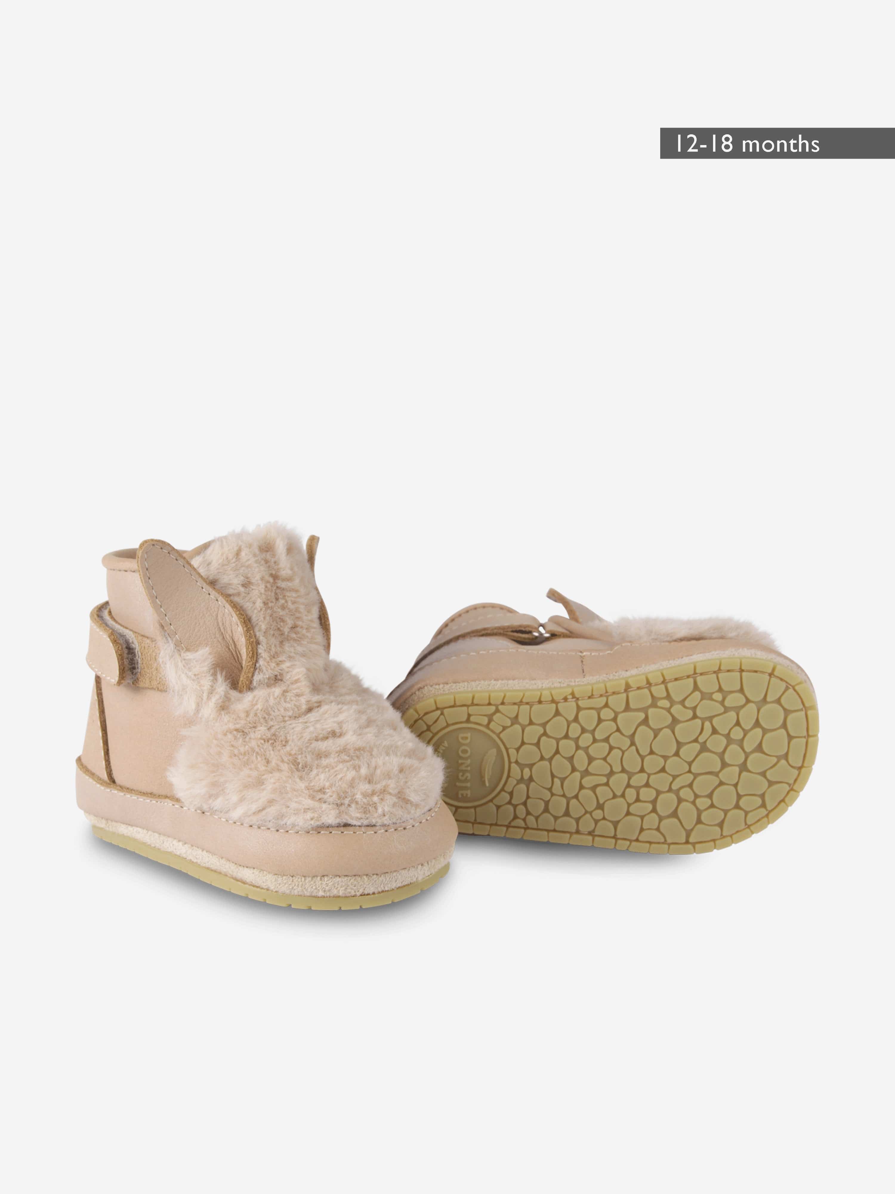 Donsje Baby Girls Richy Fluffy Bunny Booties in Beige Sale Classic
