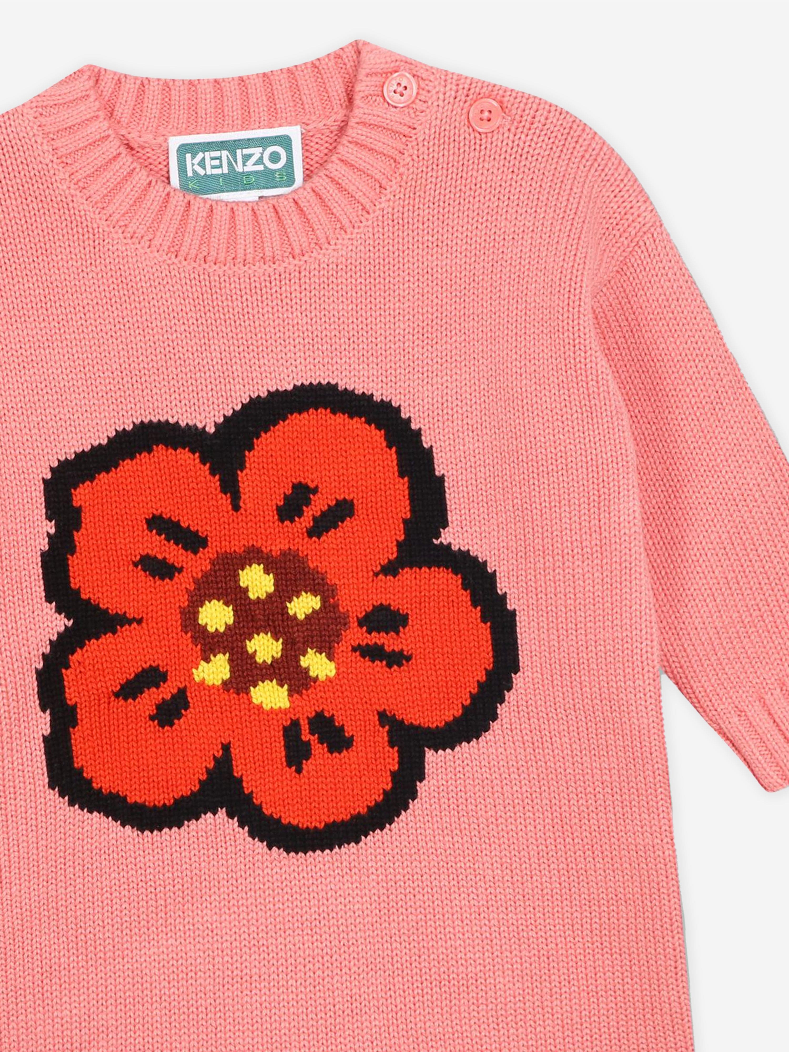 KENZO Baby Girls Boke Flower Knitted Dress in Pink Cheap Sale 2025 Unisex