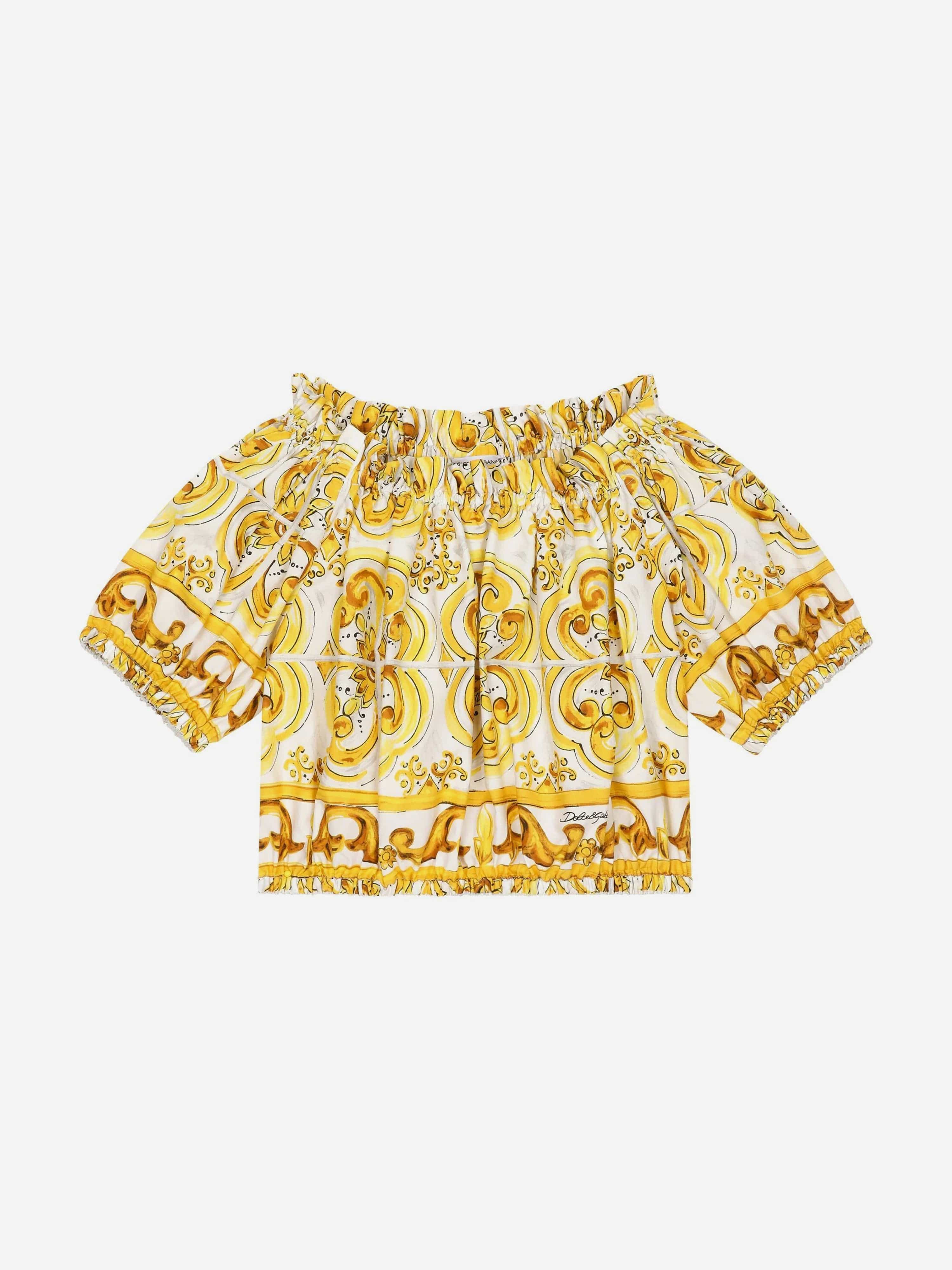Dolce & Gabbana Girls Maiolica Print Blouse in Yellow Buy Cheap Nicekicks