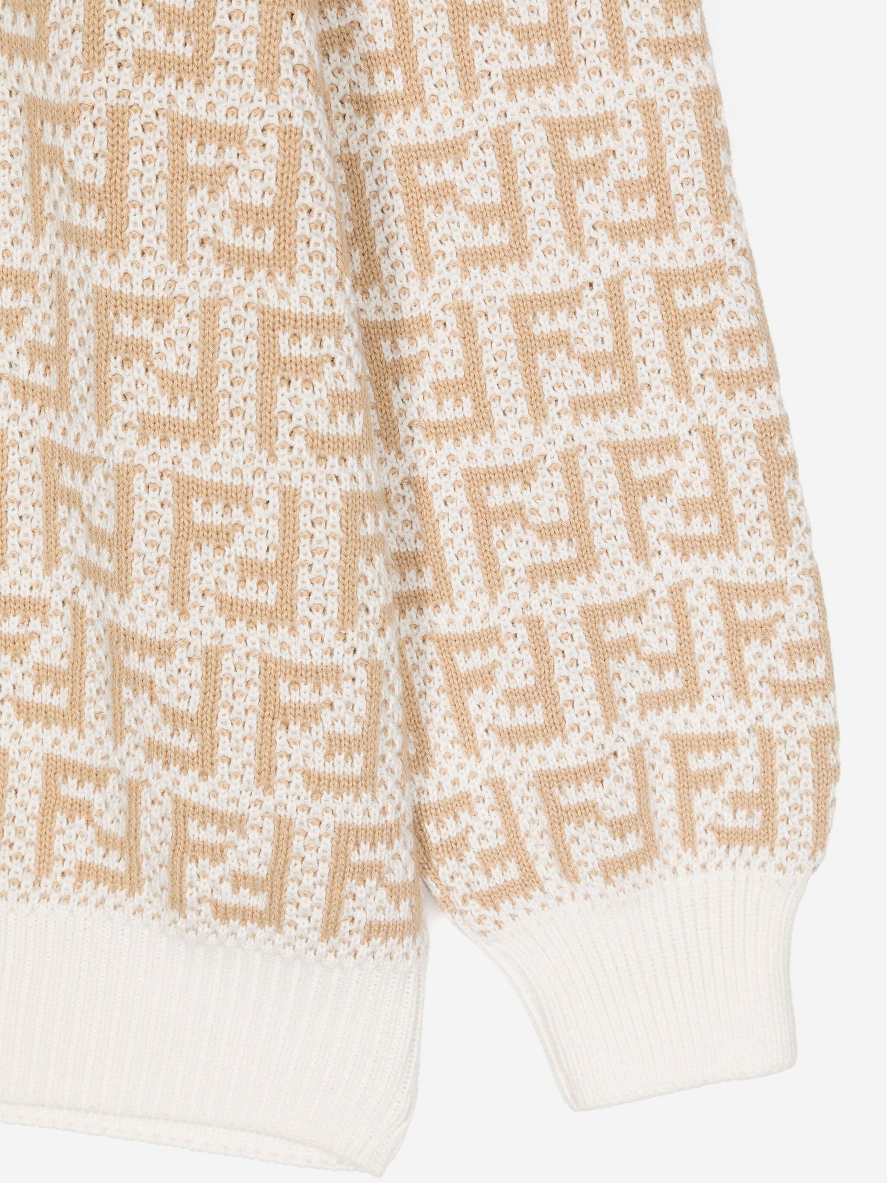 Fendi Kids FF Logo Jumper In Beige Marketable Cheap Pice