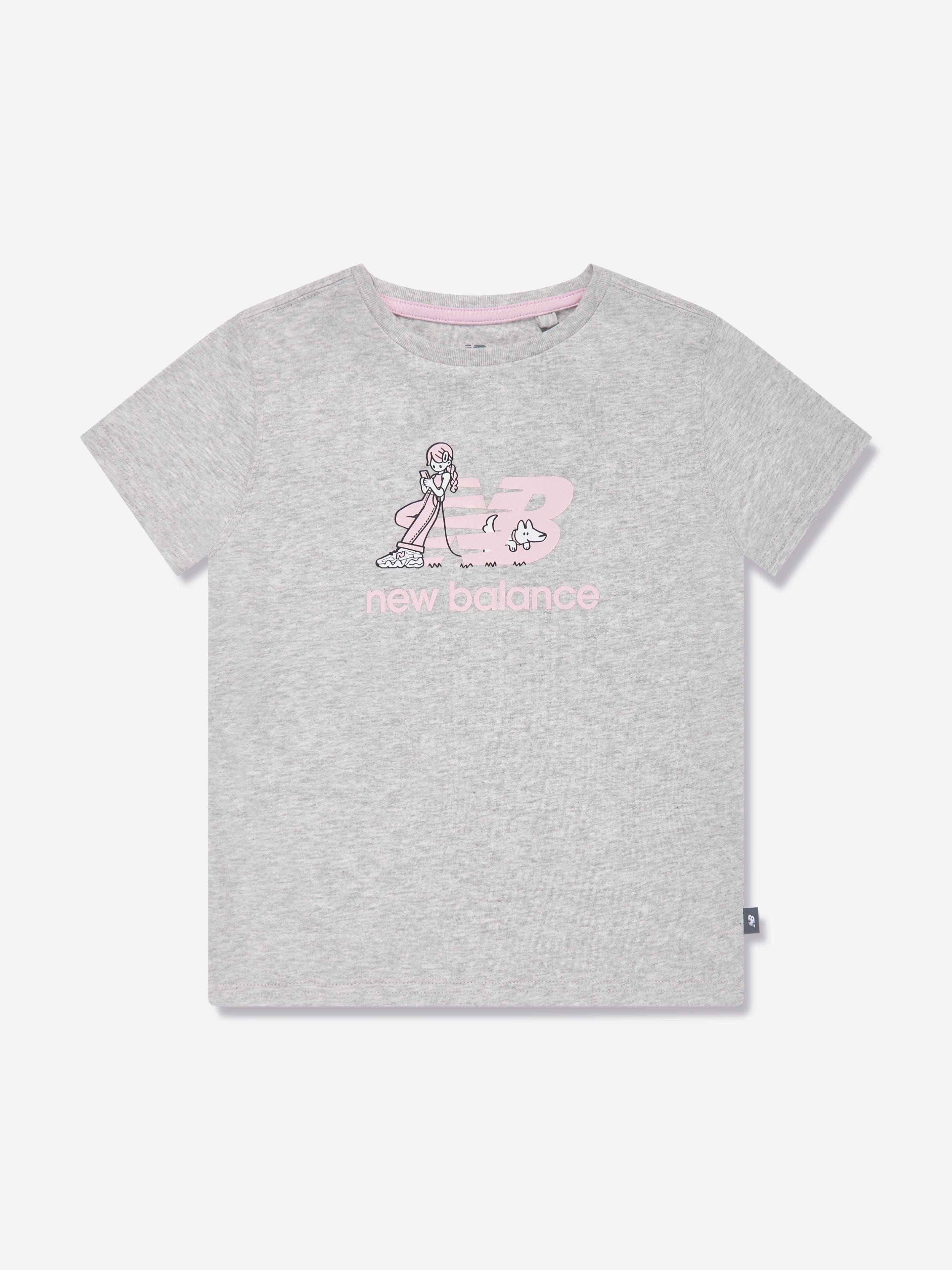 New Balance Girls Dog Walker Graphic T-Shirt in Grey Cheap 100% Original