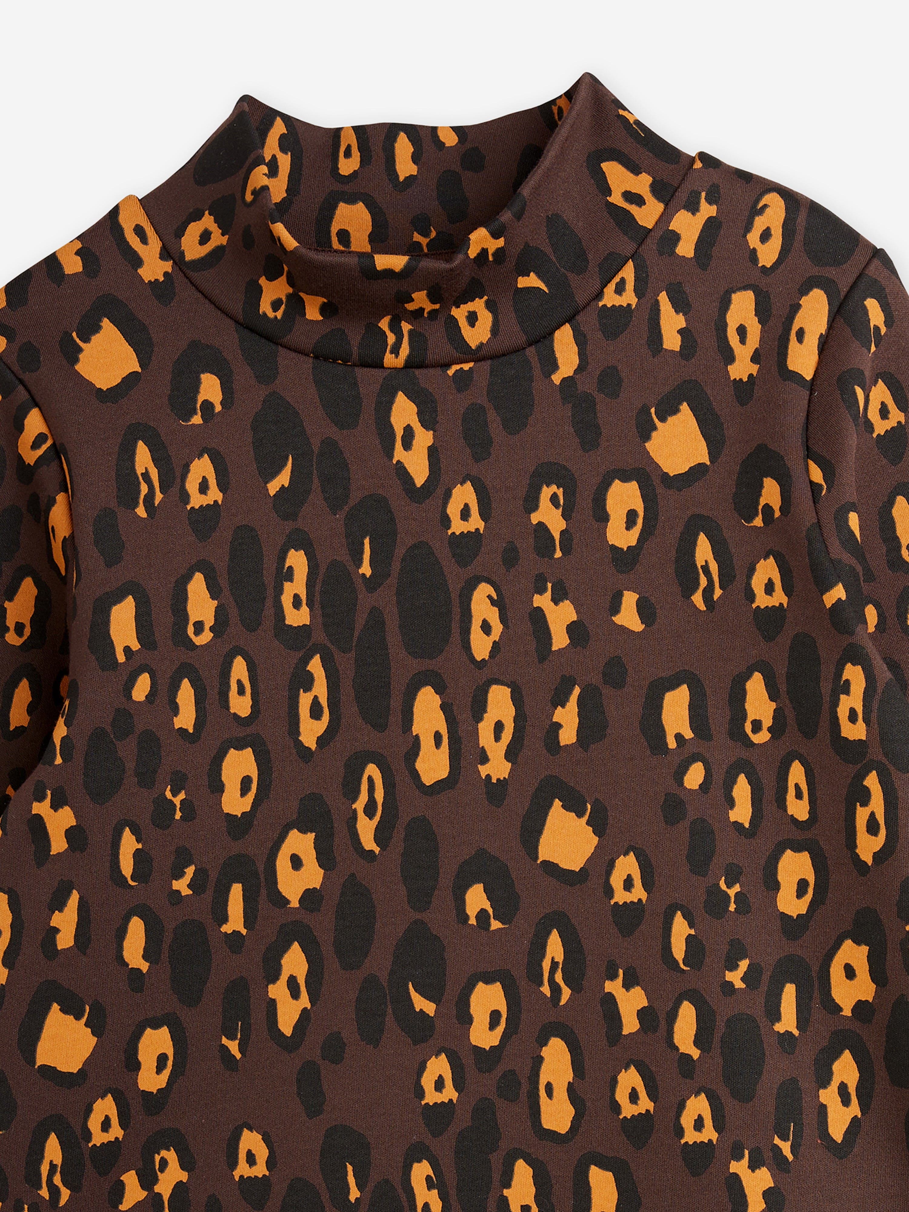 Mini Rodini Girls Leopard Long Sleeve T-Shirt in Brown Free Shipping Good Selling