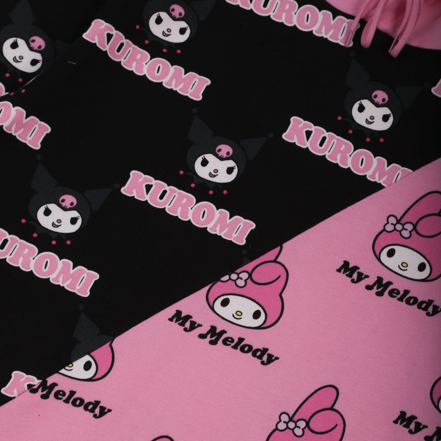 My Melody & Kuromi x Dumbgood Pattern Split Hoodie Outlet Pay With Paypal