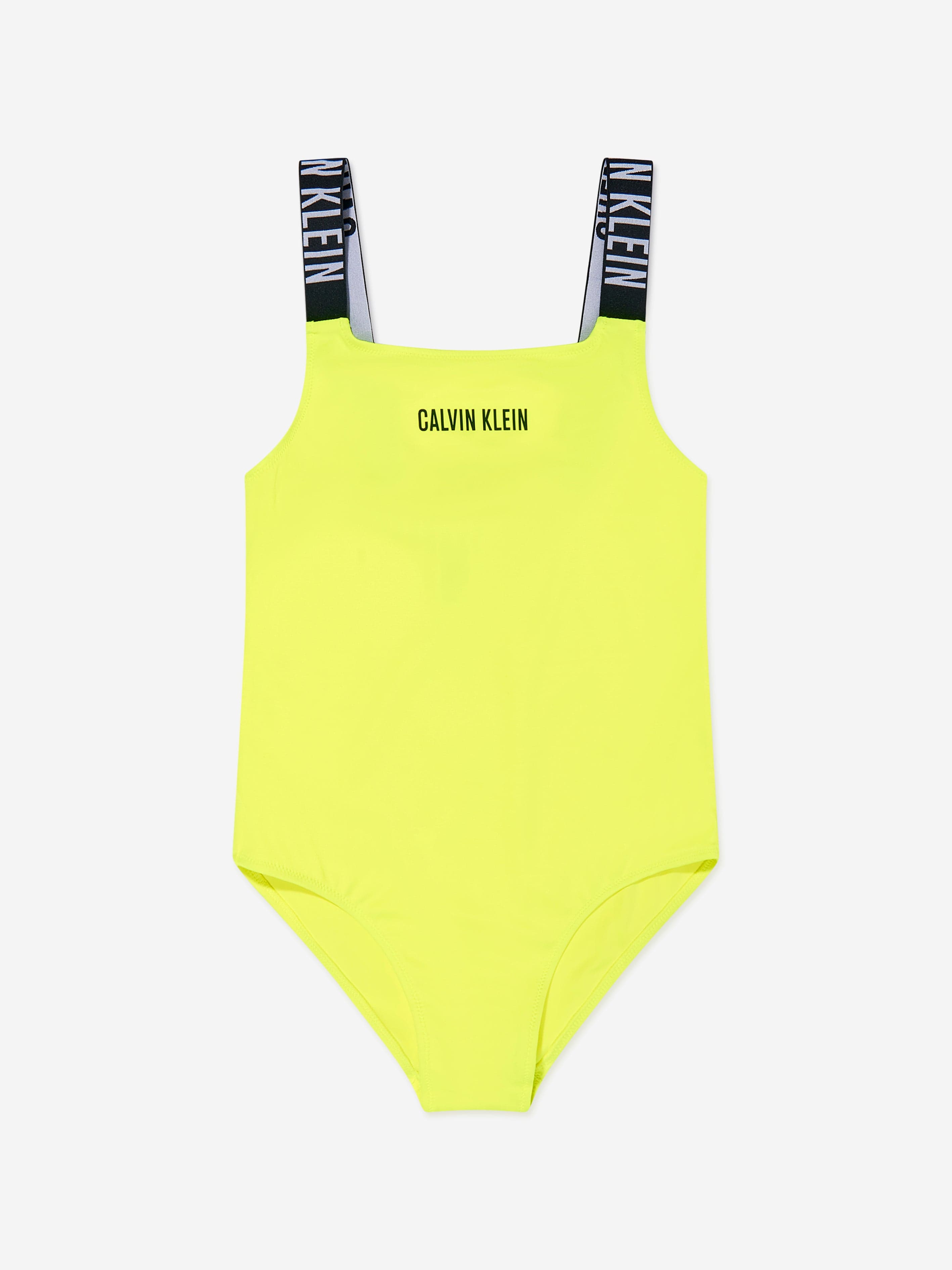 Calvin Klein Girls Logo Swimsuit in Black Yellow Discount Codes Really Cheap