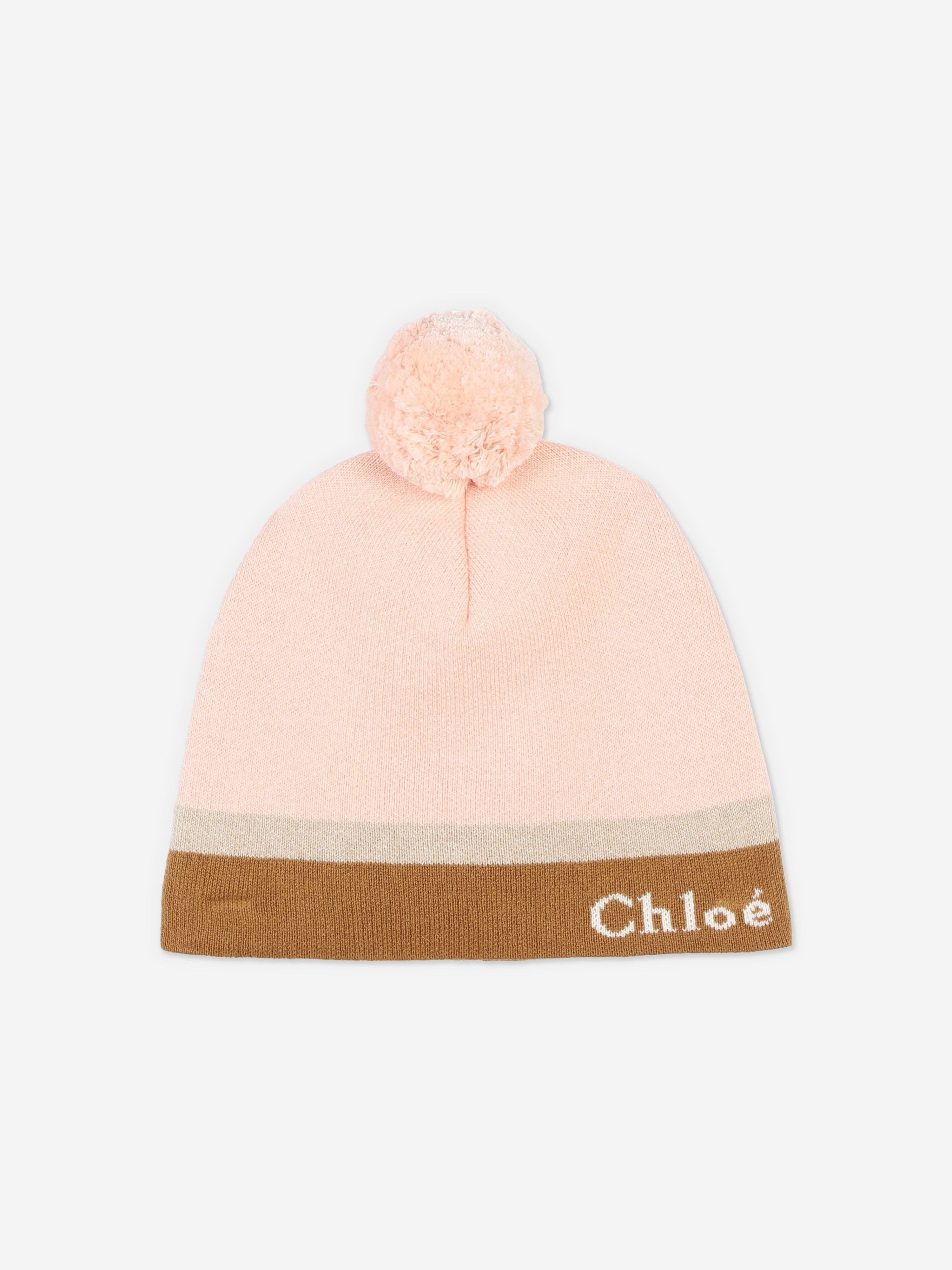 Chlo¨¦ Girls Knitted Bobble Hat in Pink Excellent