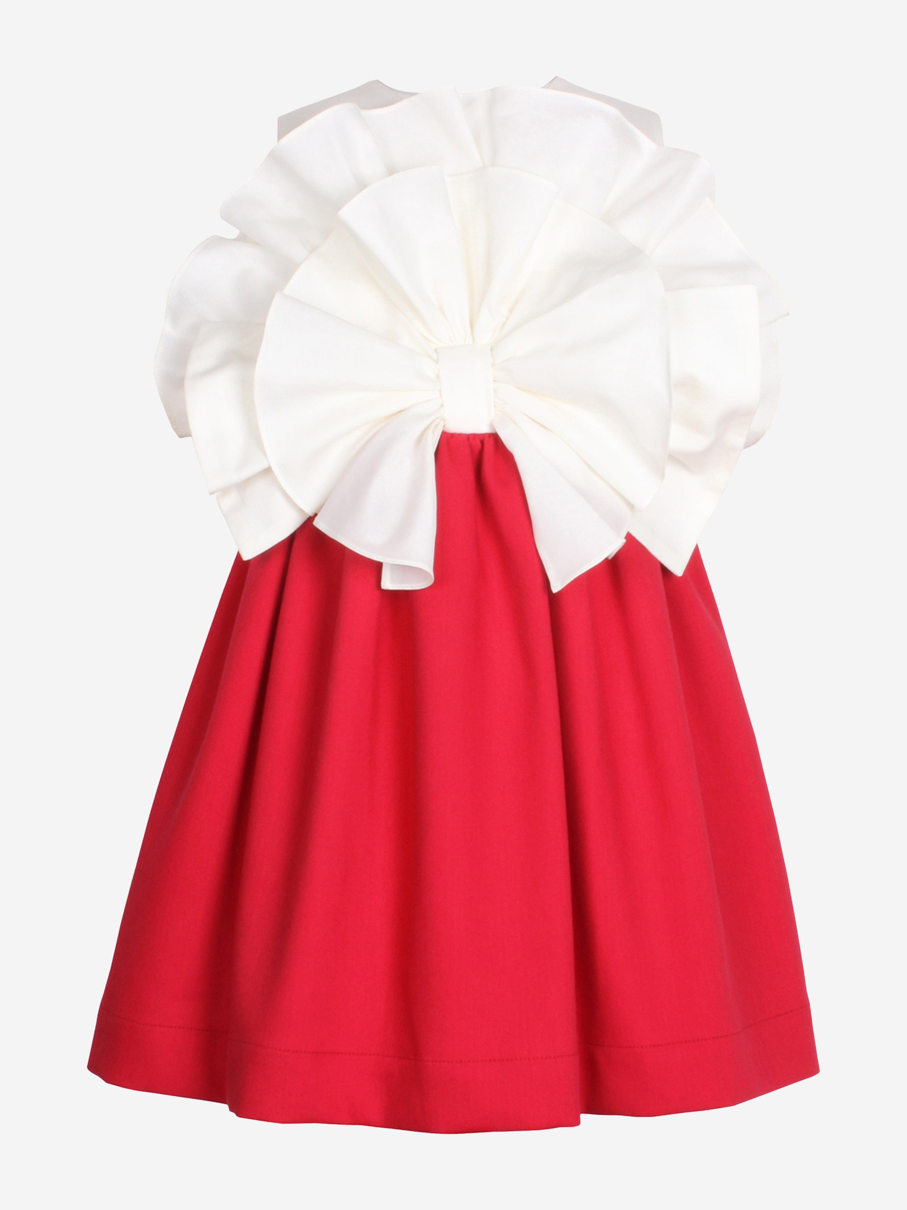 Jessie And James Girls Out Of The Blue Fan Bow Ruffle Dress in Red Cheap View