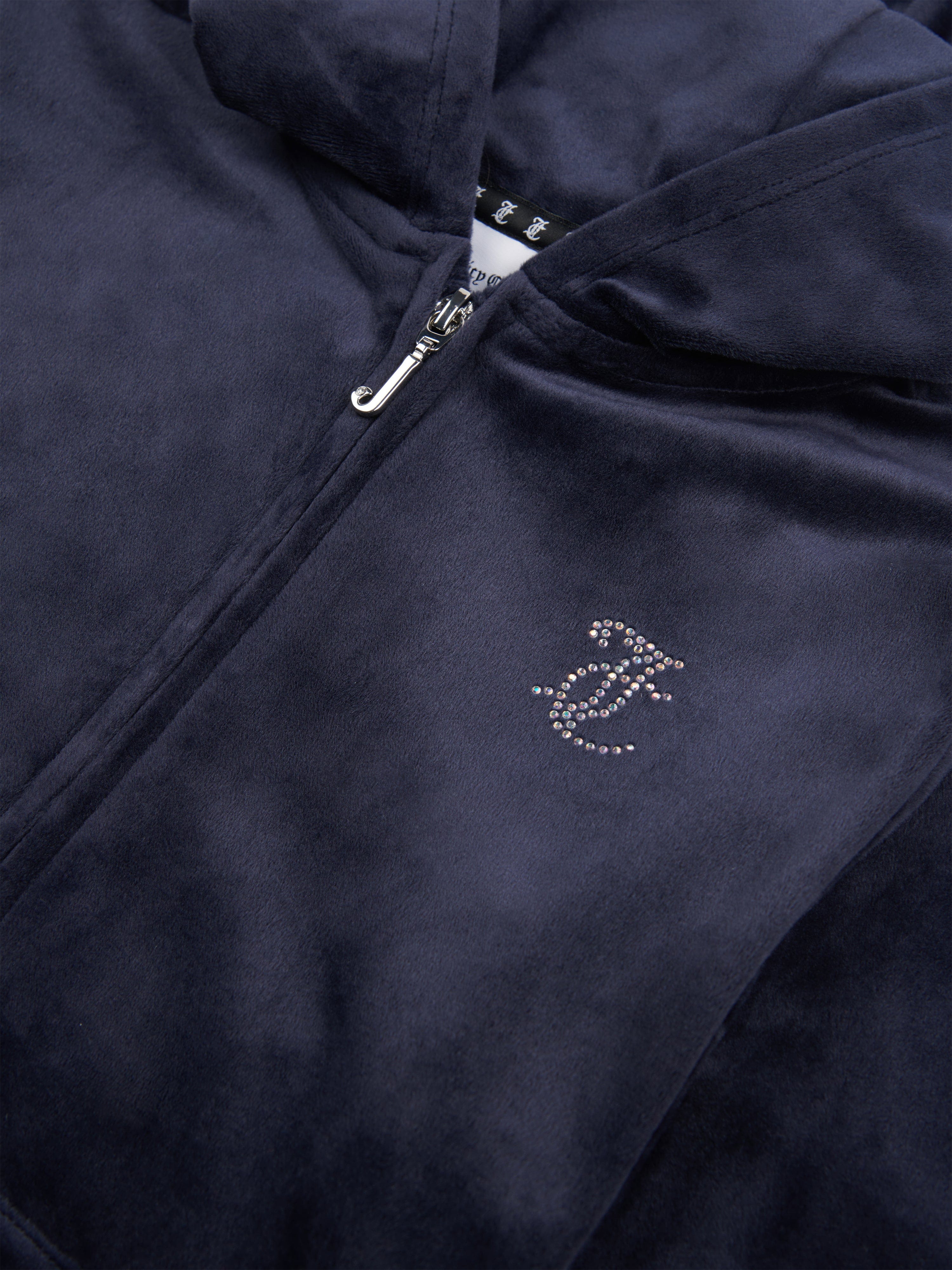 Juicy Couture Girls Diamante Logo Zip Up Top in Navy Free Shipping Visit