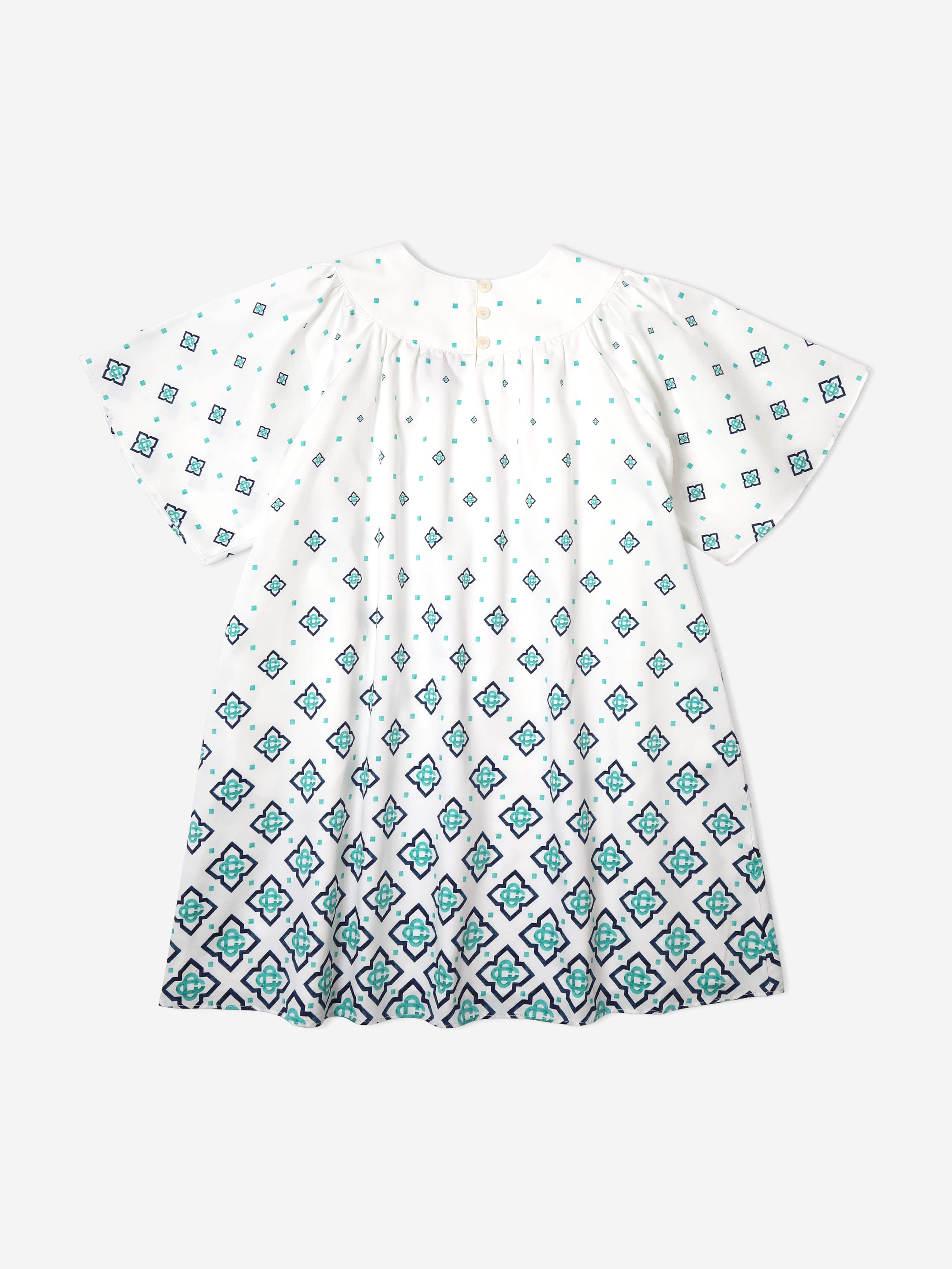 Casablanca Girls Degrade Monogram Gathered Dress in Blue Factory Outlet For Sale