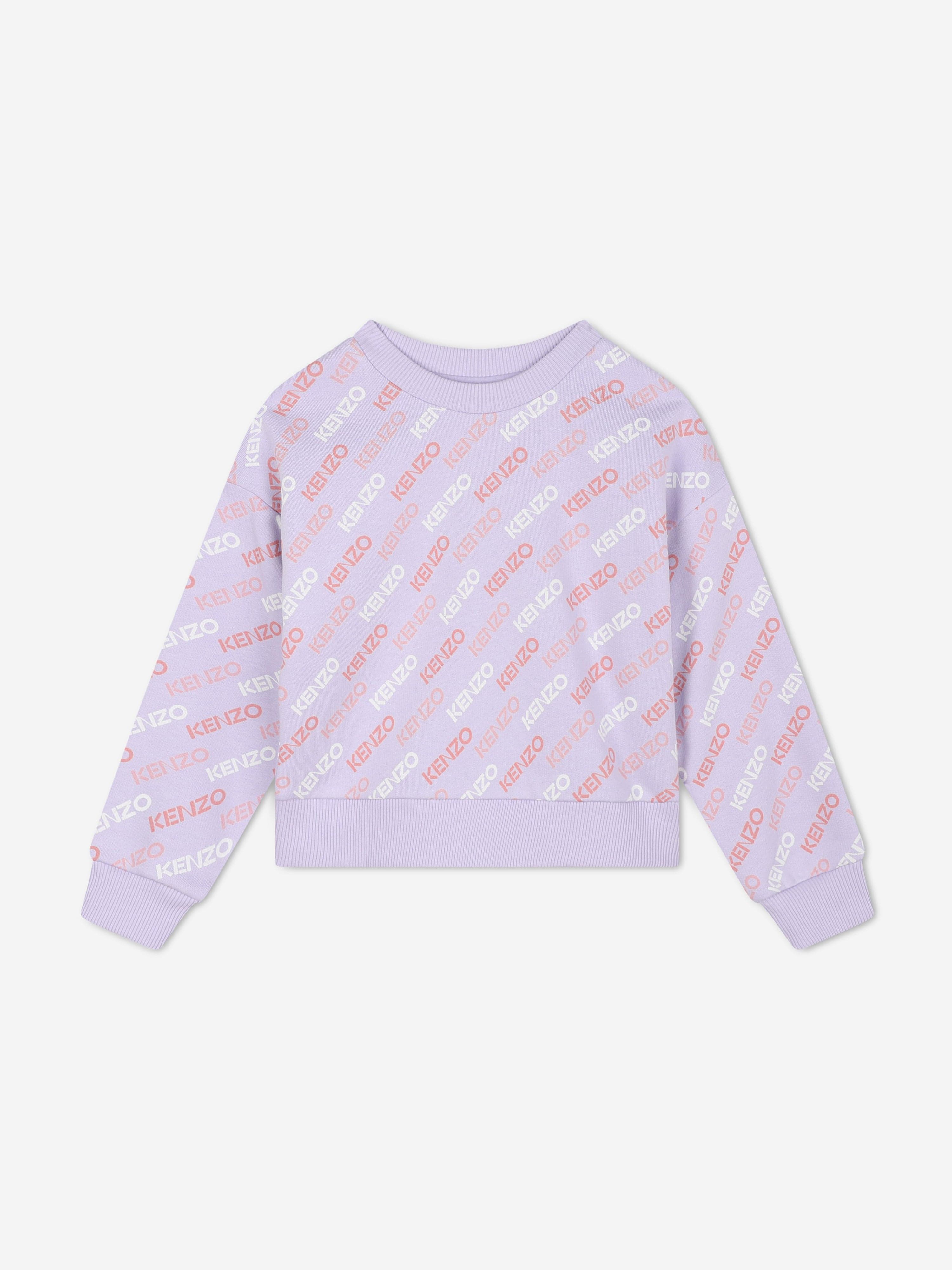 KENZO Girls Logo Print Sweatshirt in Purple For Cheap Online