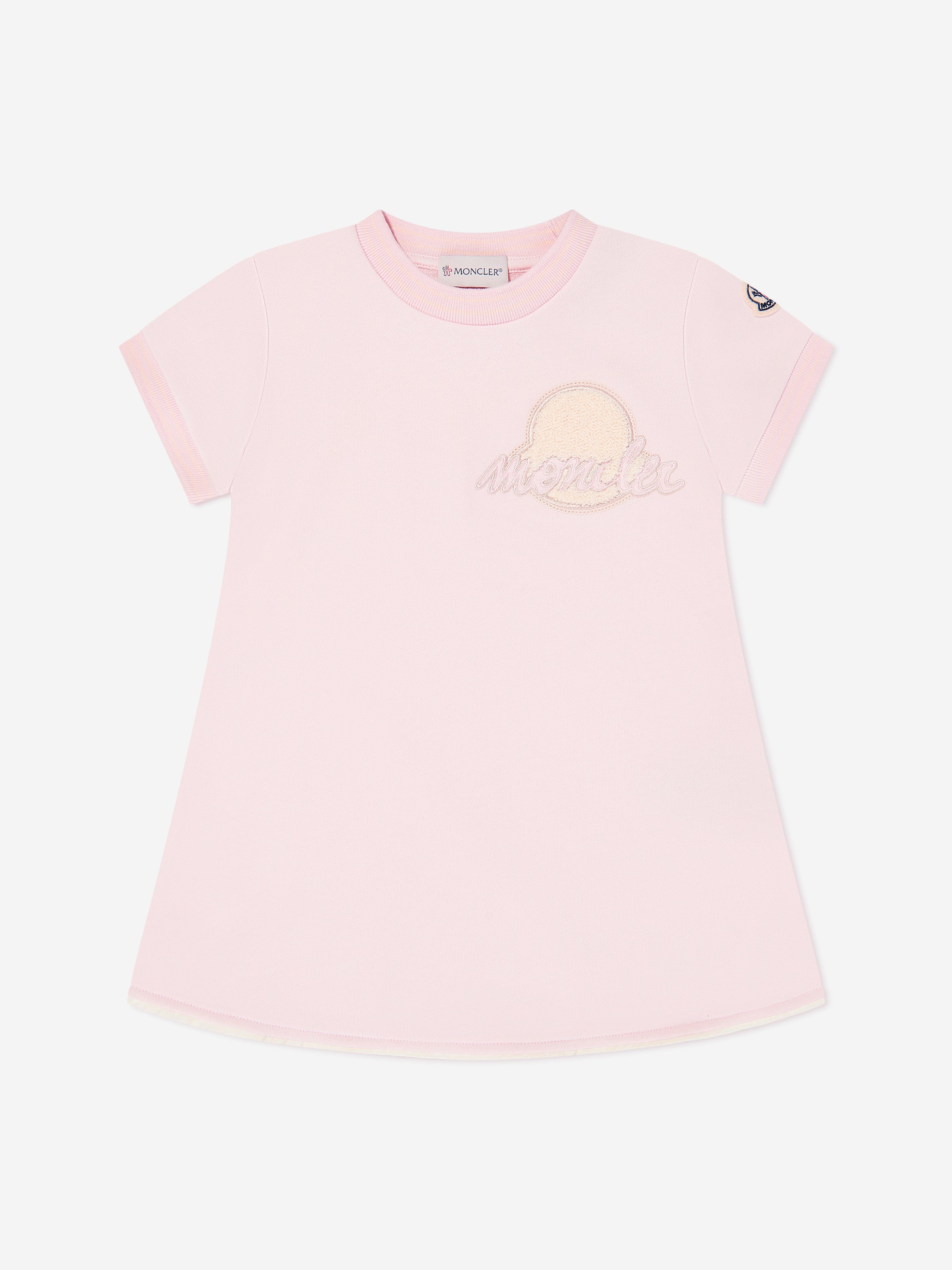 Moncler Enfant Girls Fit and Flare Logo Dress in Pink Outlet Choice