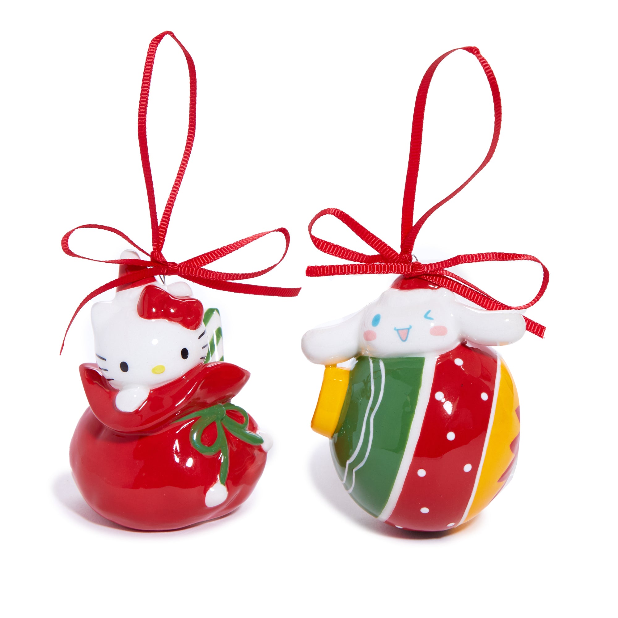 Hello Kitty and Cinnamoroll 2-pc Holiday Ceramic Ornament Set (Red) Clearance Classic