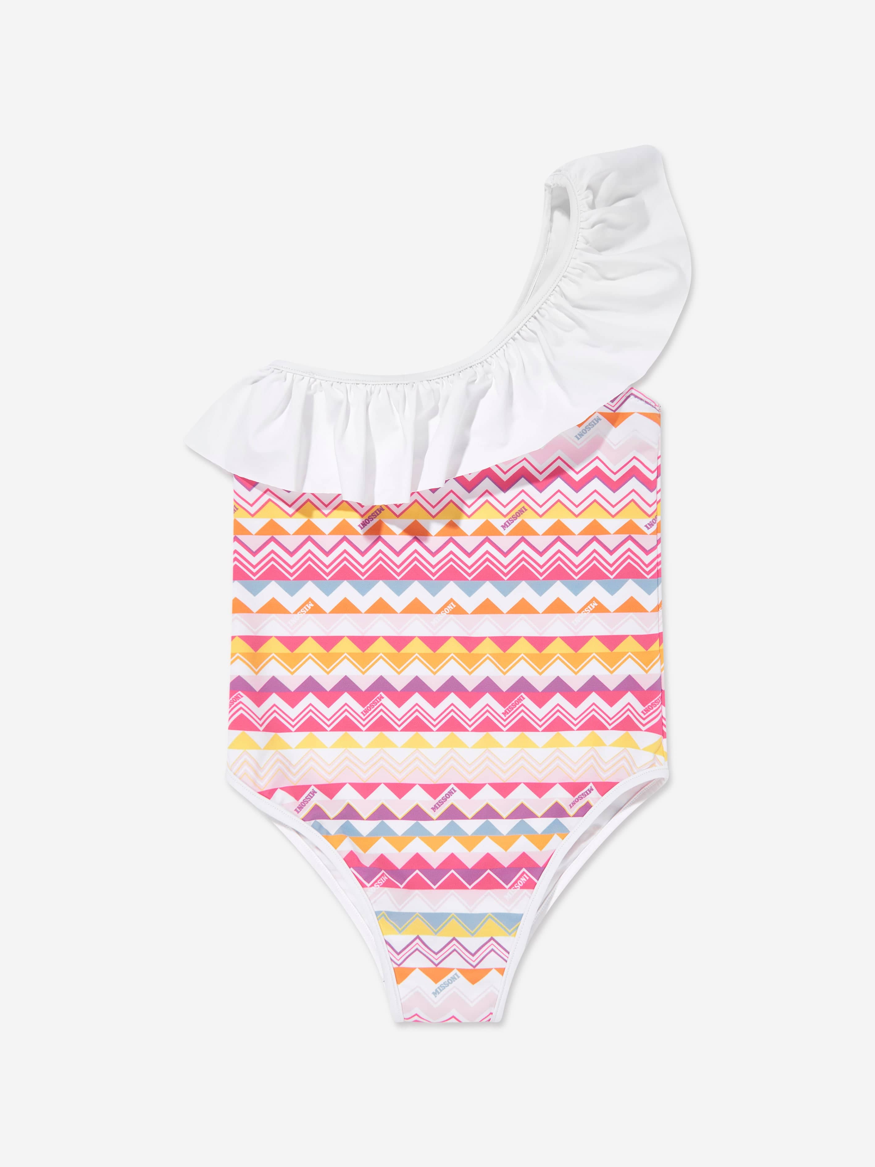 Girls Zigzag Ruffle Swimsuit in Multicolour Free Shipping Shop For