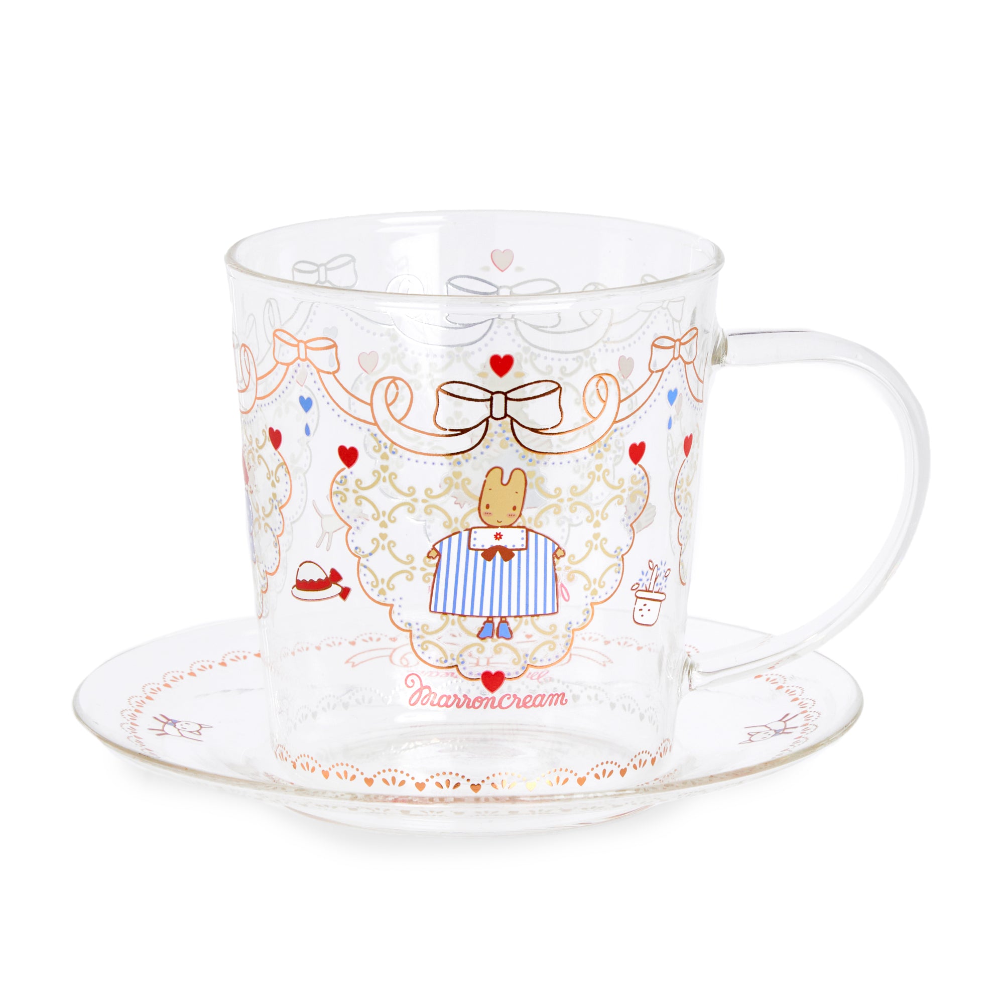 Marron Cream Glass Cup and Saucer Set Sale Latest