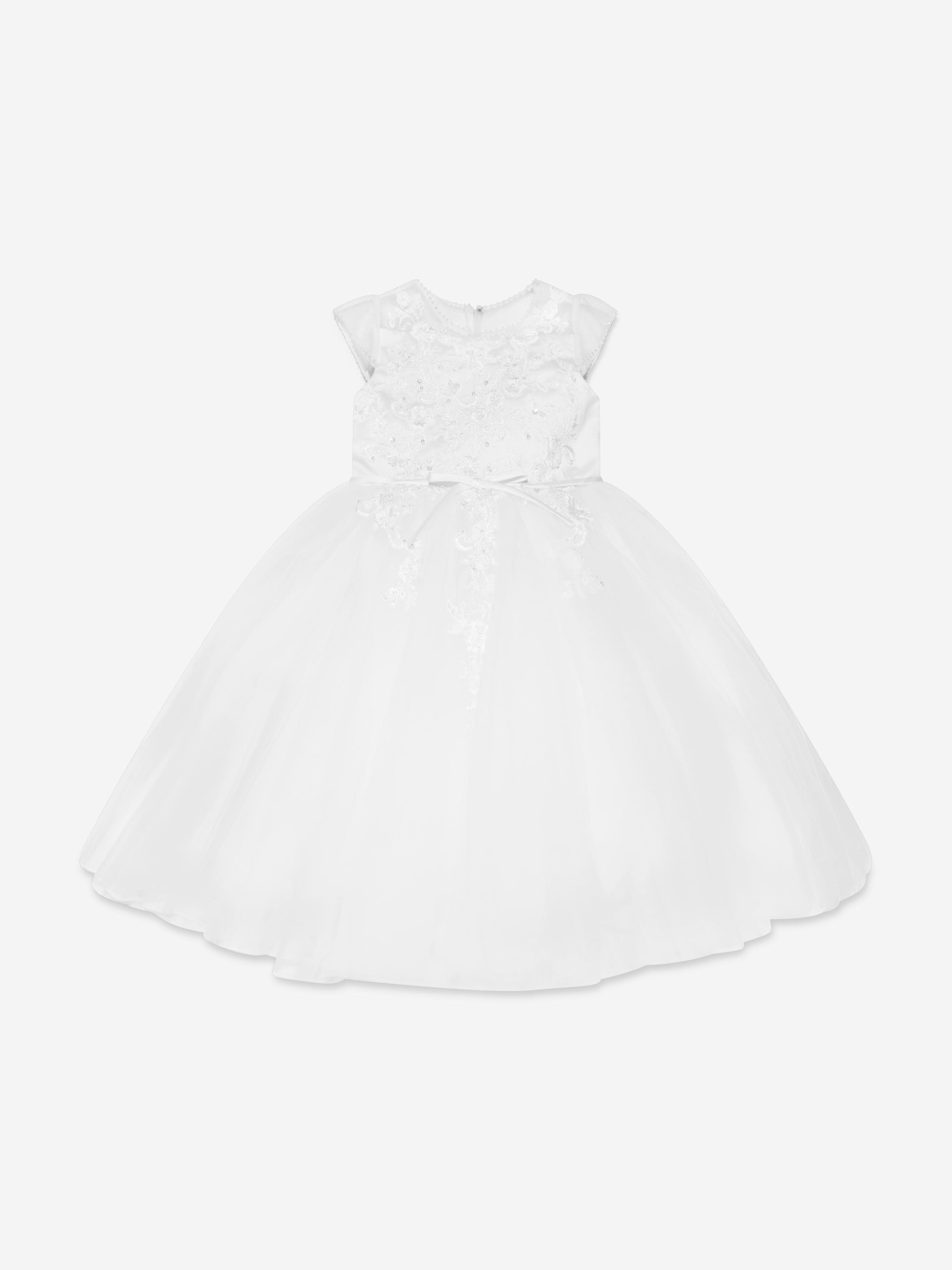 Sarah Louise Girls Ceremonial Ballerina Length Dress in White Discount Official Site