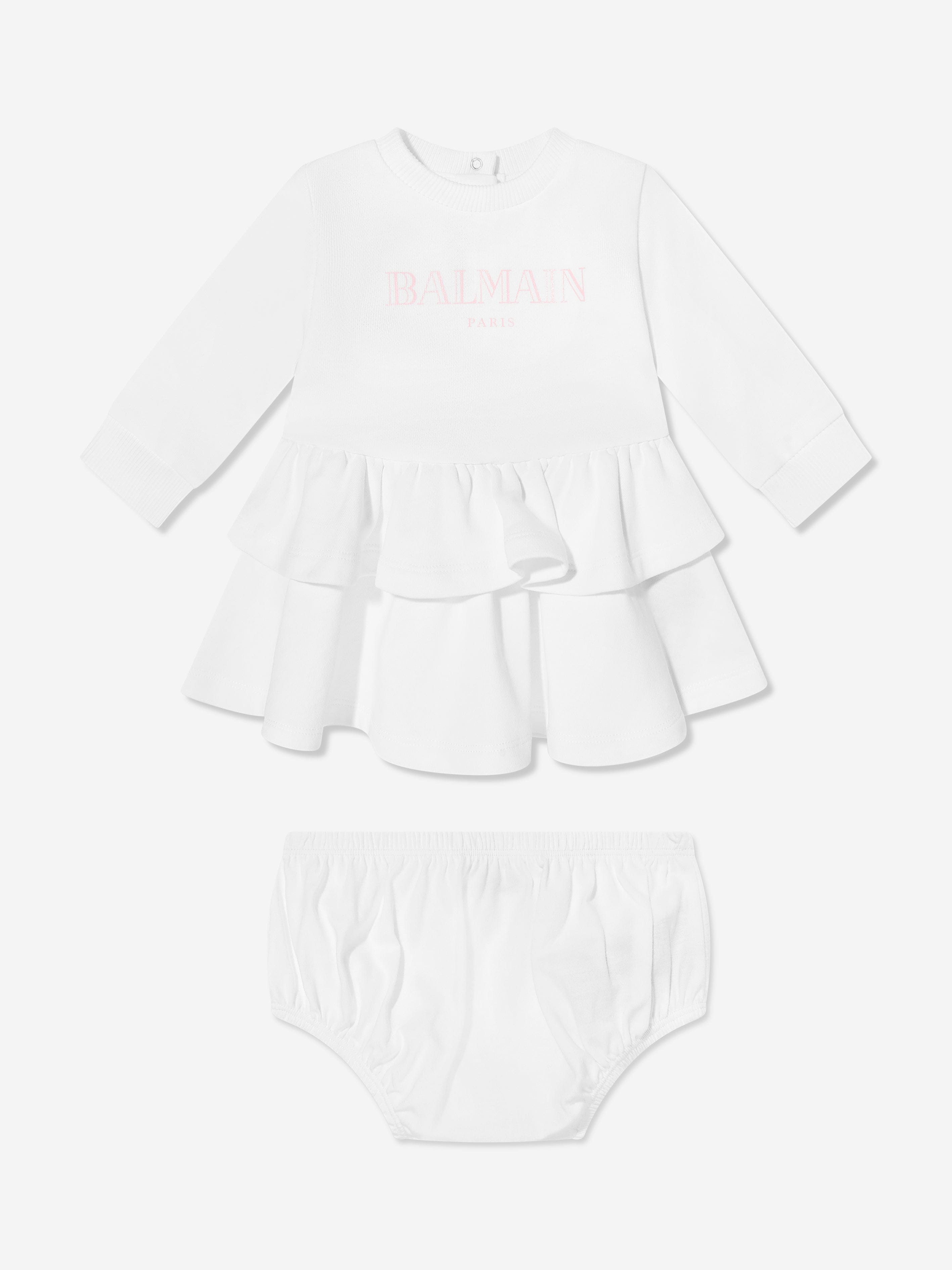 Balmain Baby Girls Logo Jersey Dress in White Shop Offer Cheap Online