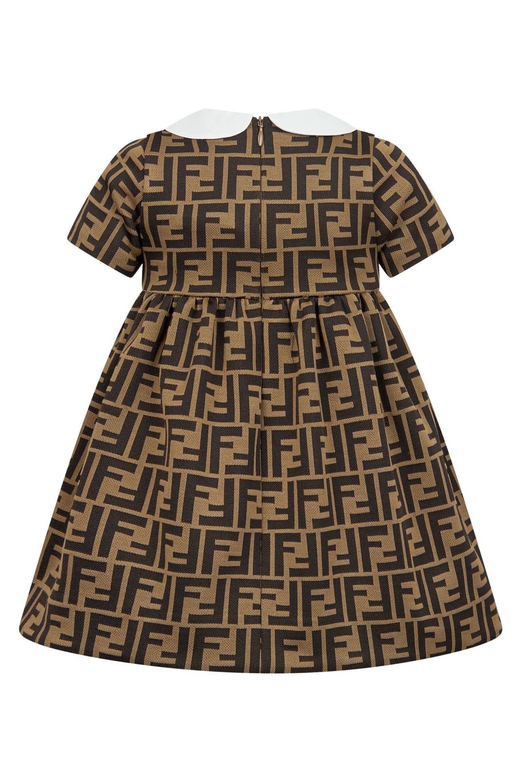 Fendi Baby Girls FF Logo Dress in Brown Clearance Latest