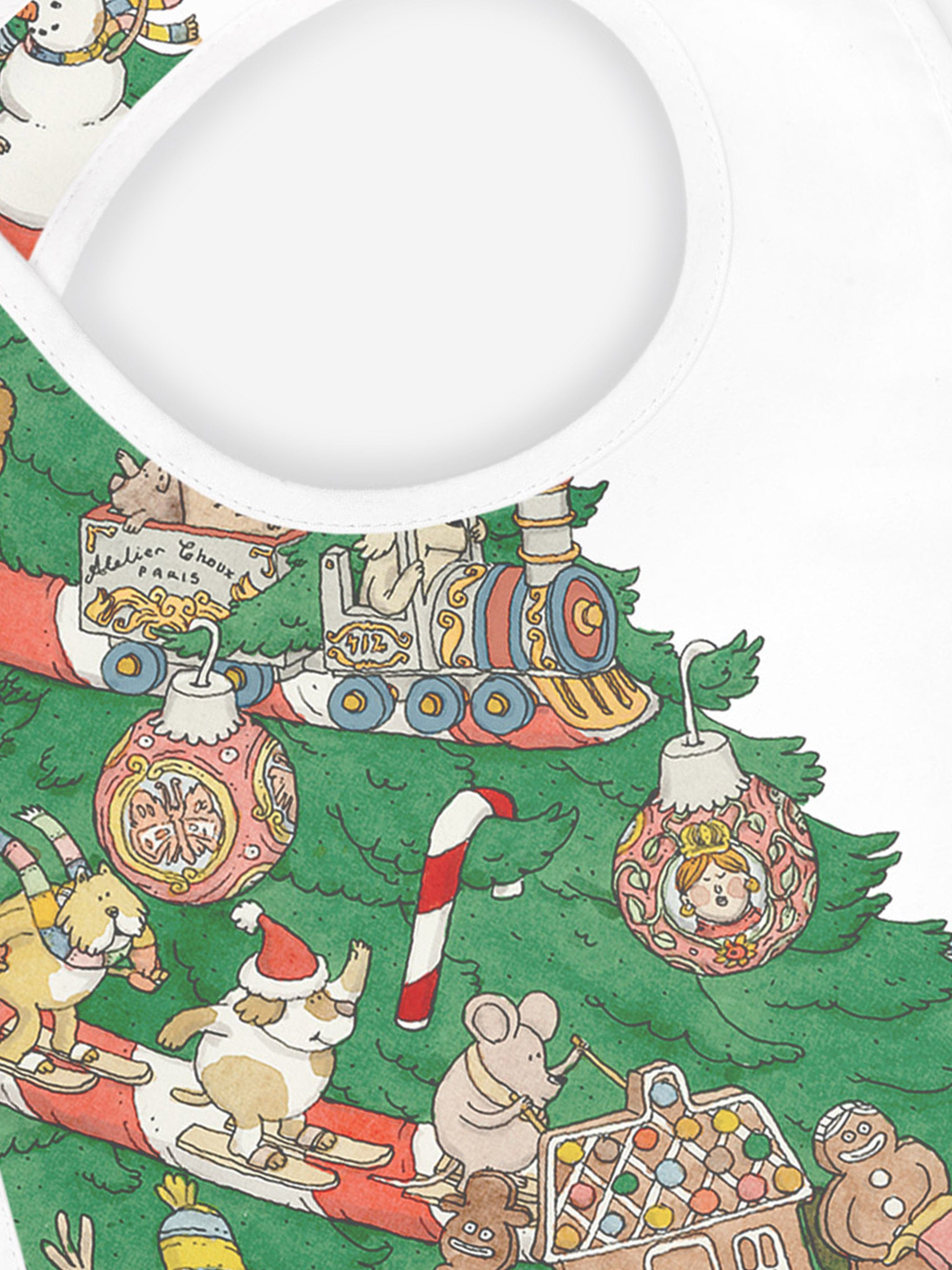 Atelier Choux Baby Christmas Eve Satin Bib in White Release Dates Cheap Online