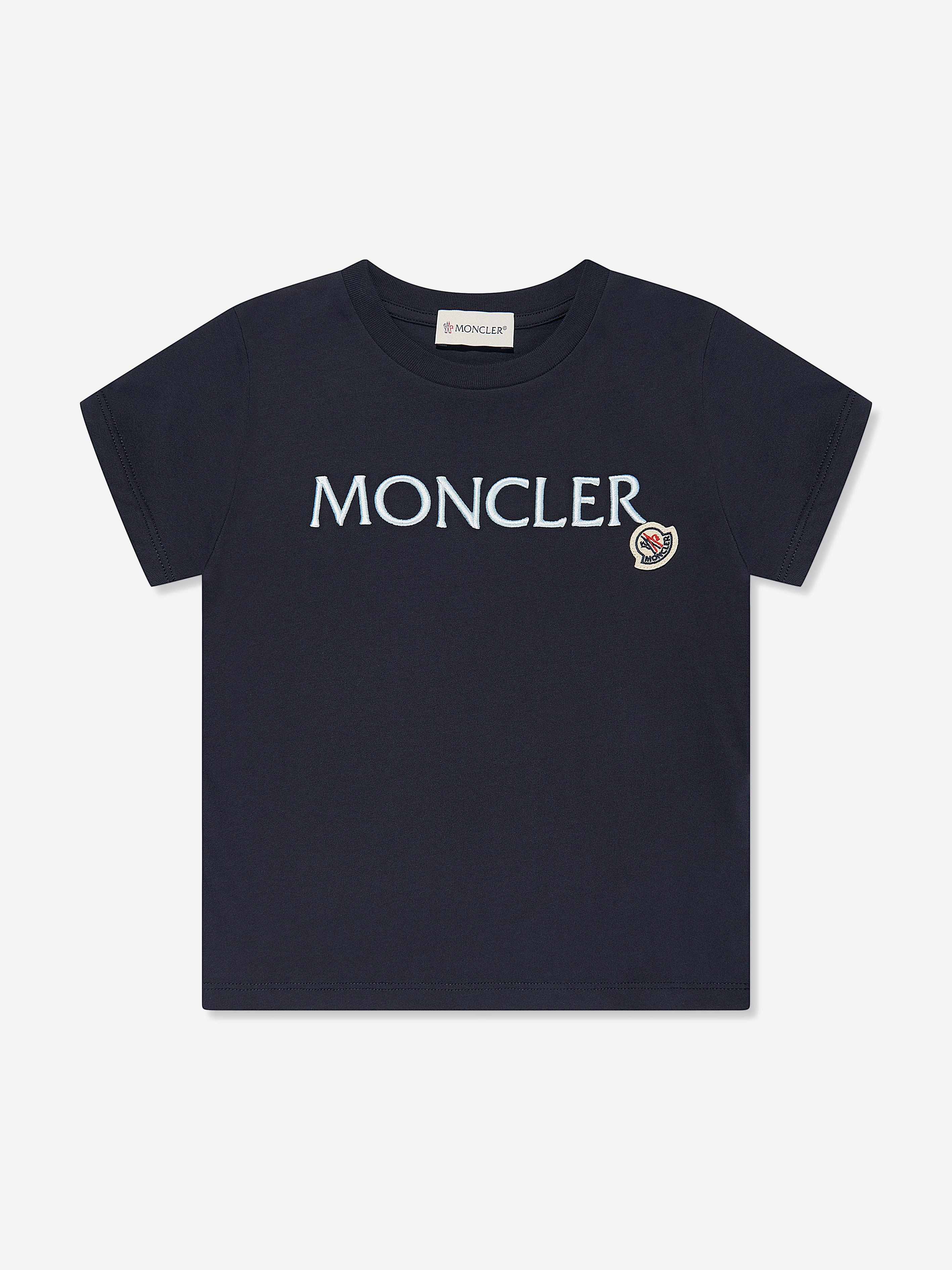 Moncler Enfant Girls Logo T-Shirt in Navy Free Shipping Perfect