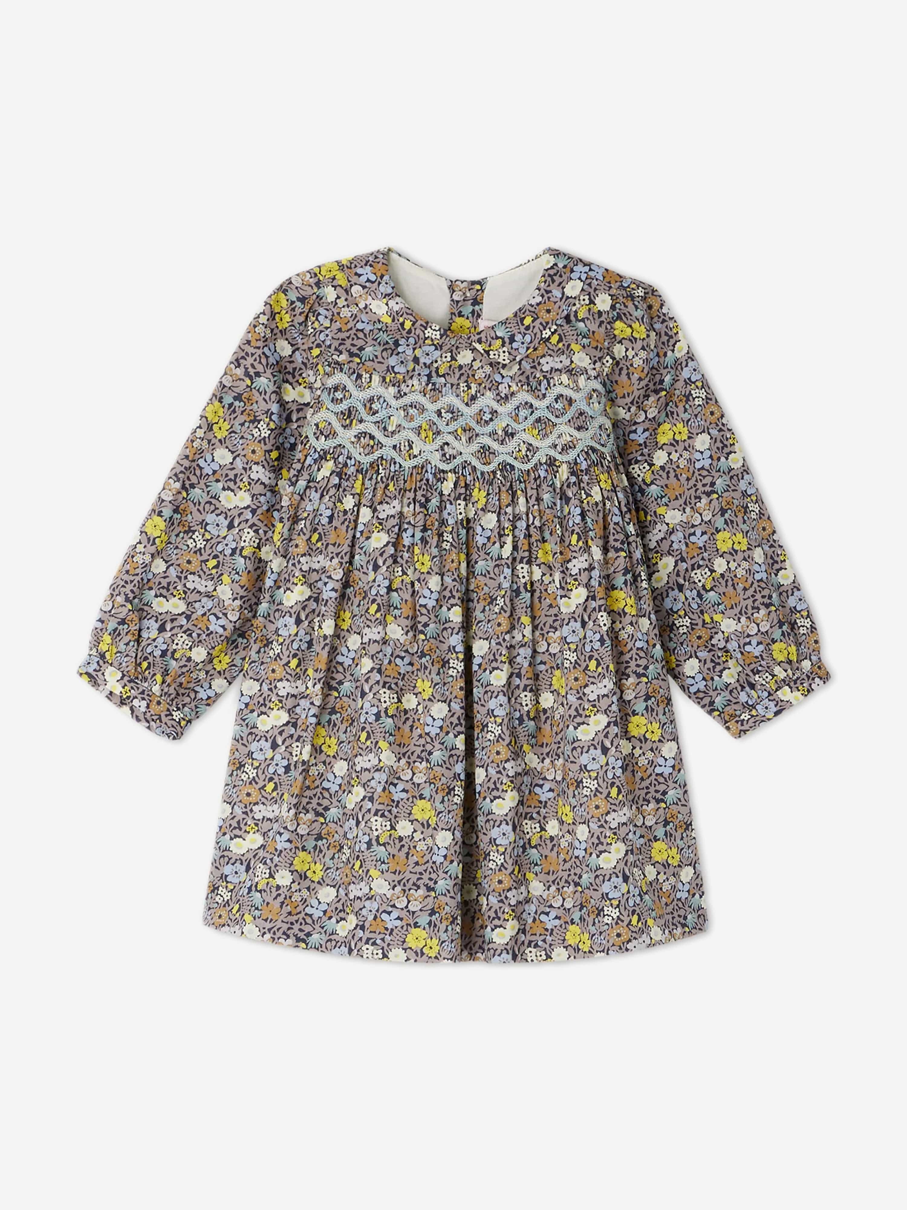 Bonpoint Baby Girls Floral Smocked Trinite Dress in Grey Free Shipping Sast