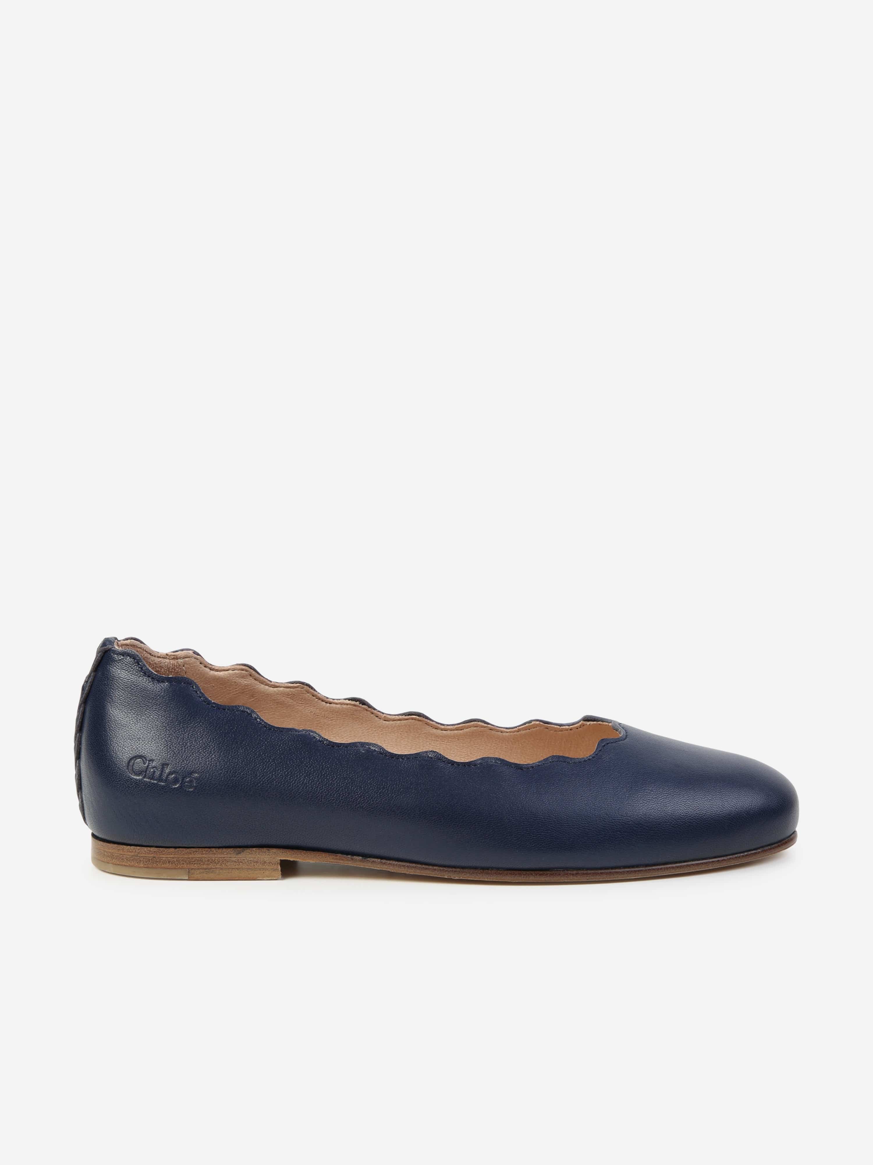 Chlo¨¦ Girls Leather Ballerina Shoes in Navy In China Online