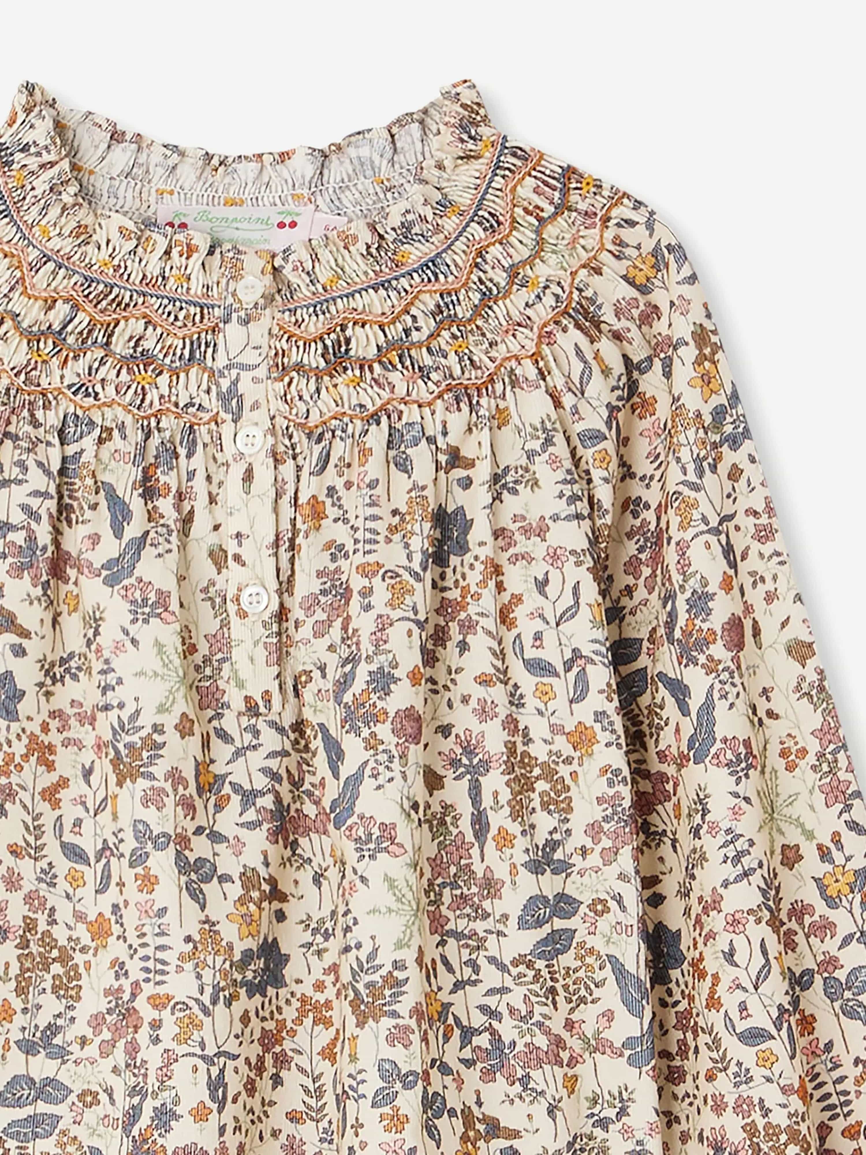 Bonpoint Girls Petal Smocked Blouse in Multicolour Cheap Sale Latest Collections