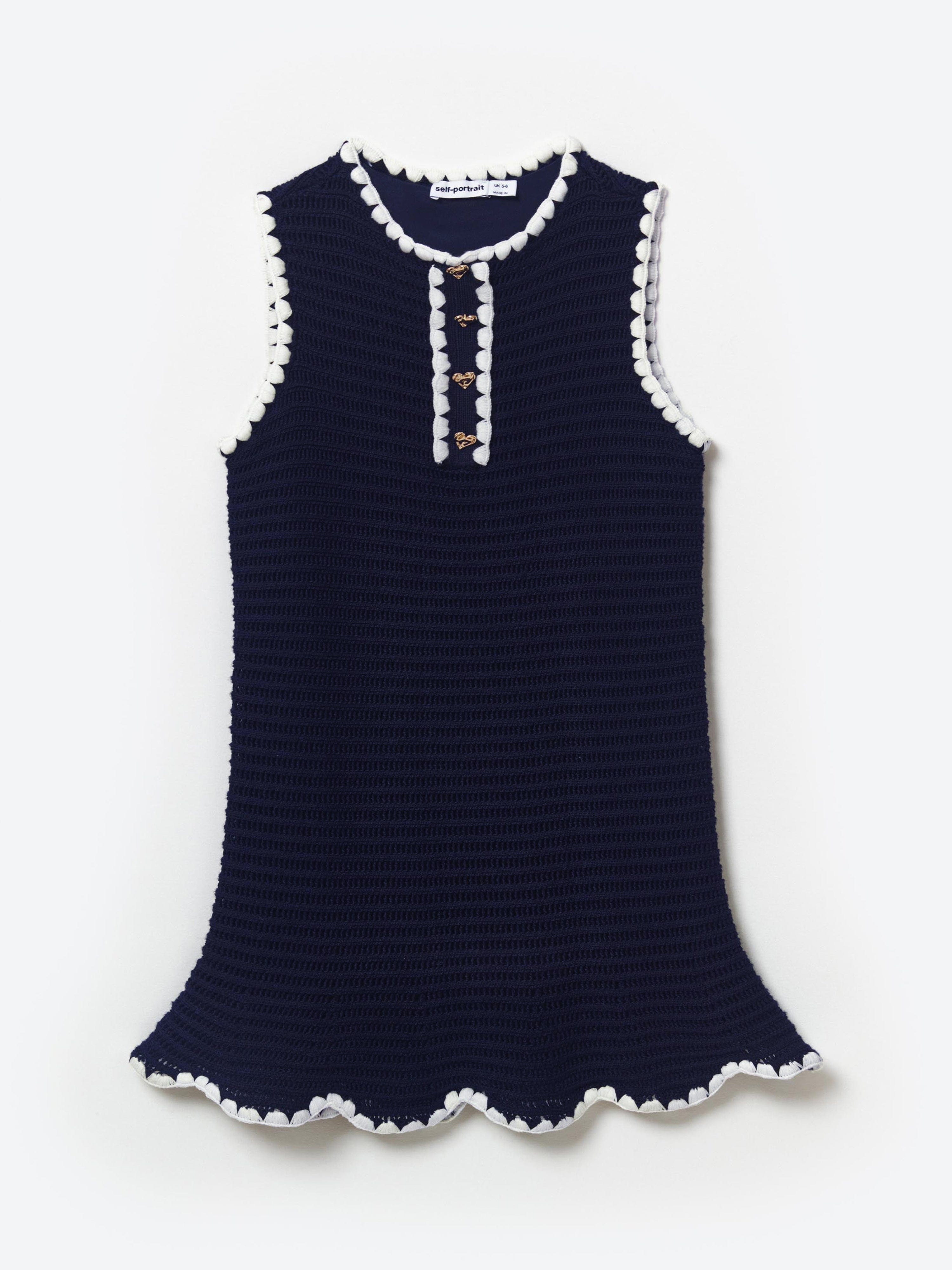 Self Portrait Girls Crochet Mini Dress in Navy Outlet Marketable