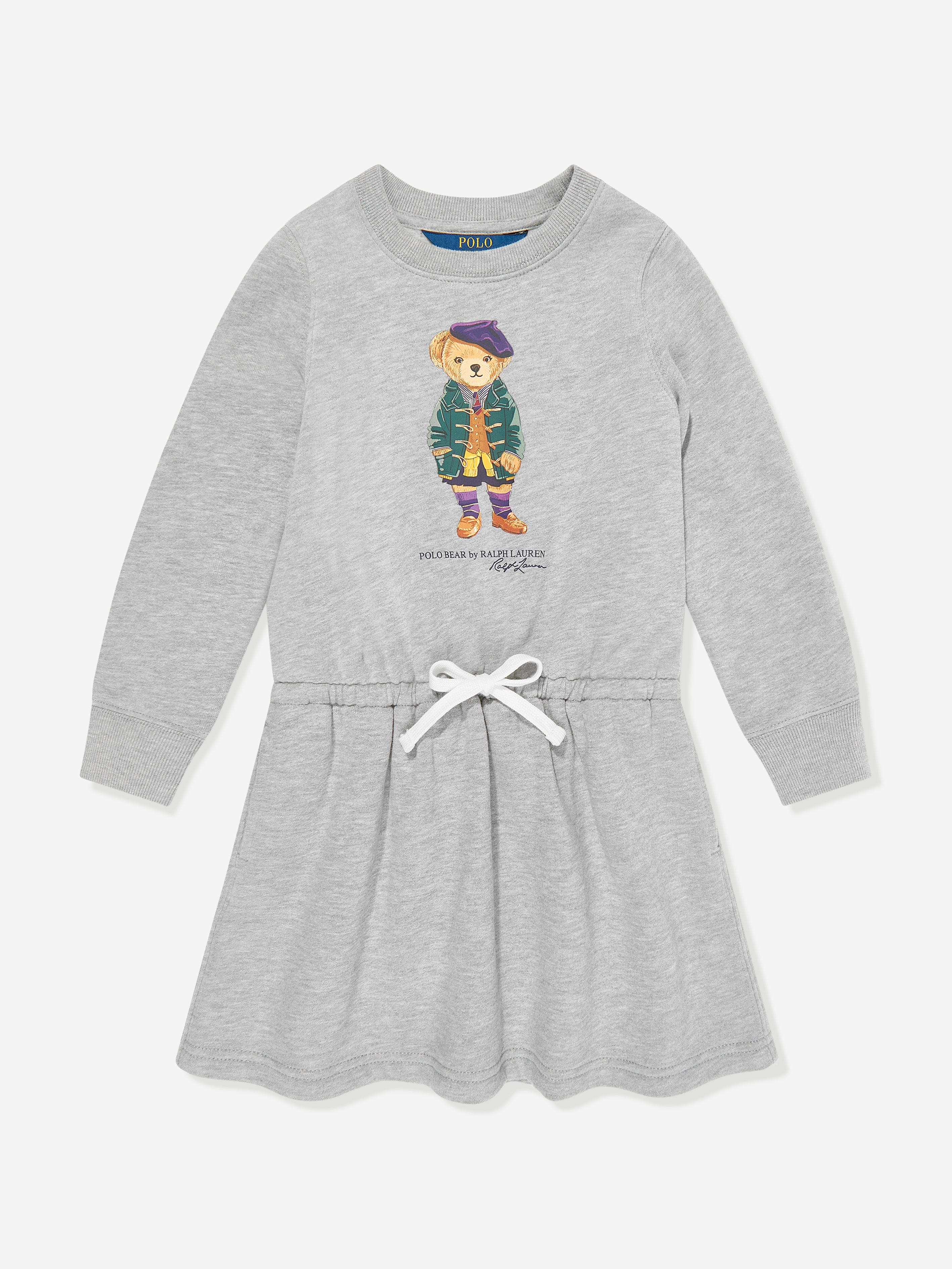 Ralph Lauren Girls Bear Fleece Dress in Grey Wide Range Of Online